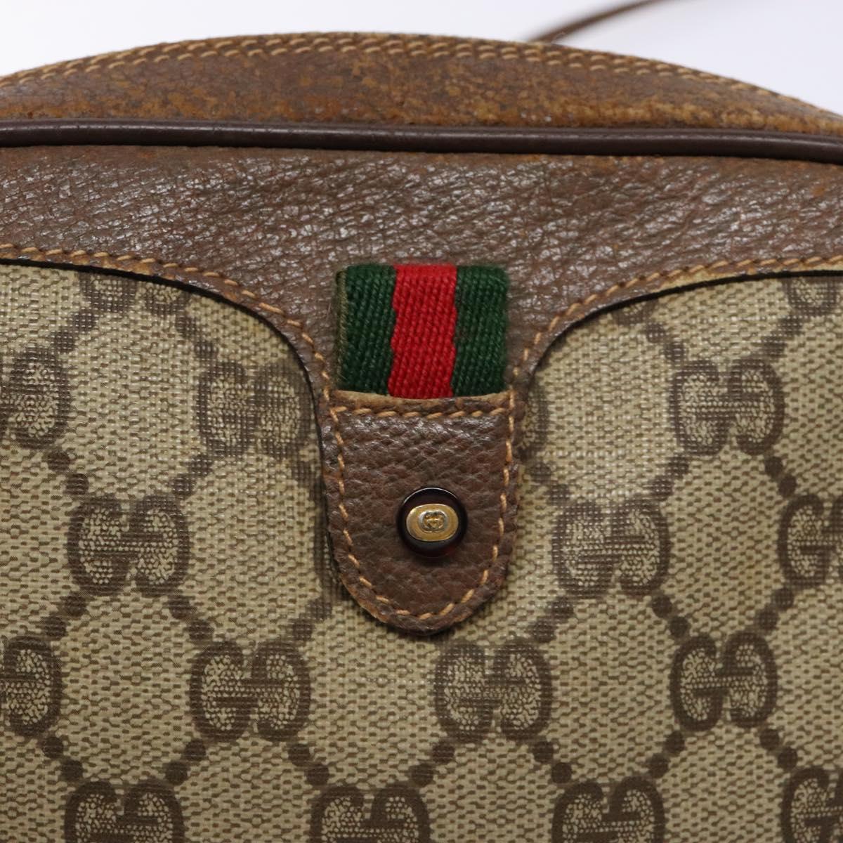 GUCCI GG Supreme Web Sherry Line Bag PVC Beige Gold 007 58 6112 Auth ep9956