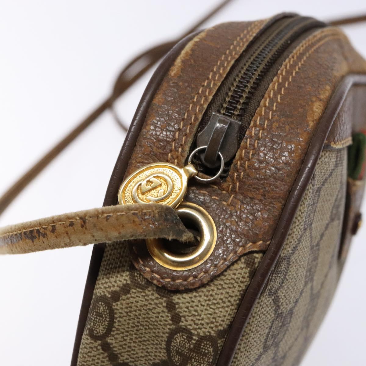 GUCCI GG Supreme Web Sherry Line Bag PVC Beige Gold 007 58 6112 Auth ep9956