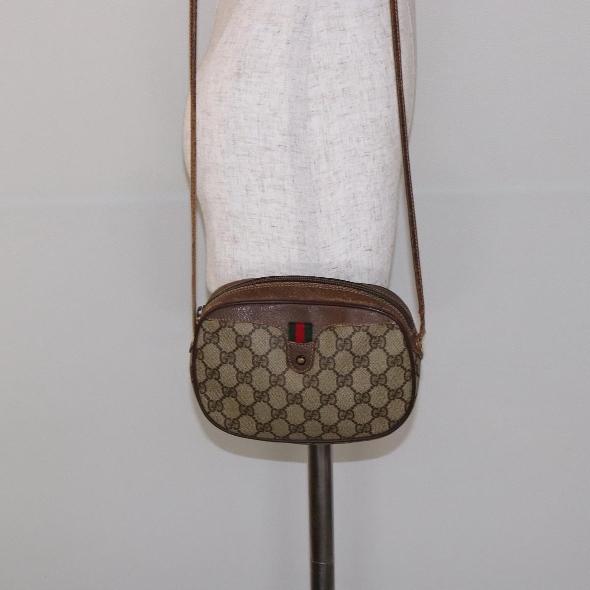 GUCCI GG Supreme Web Sherry Line Bag PVC Beige Gold 007 58 6112 Auth ep9956