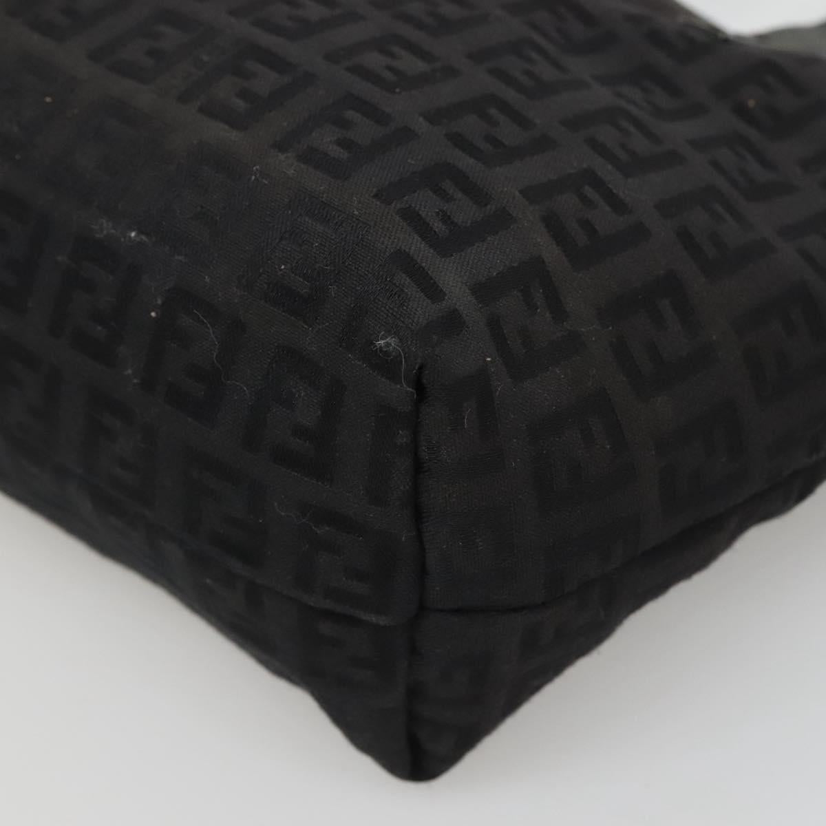 FENDI Zucchino Canvas Hand Bag Black Silver Auth ep9961