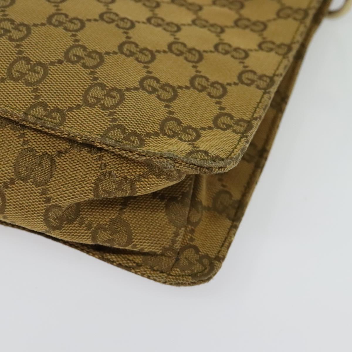 GUCCI GG Canvas Shoulder Bag Beige Gold Auth ep9963