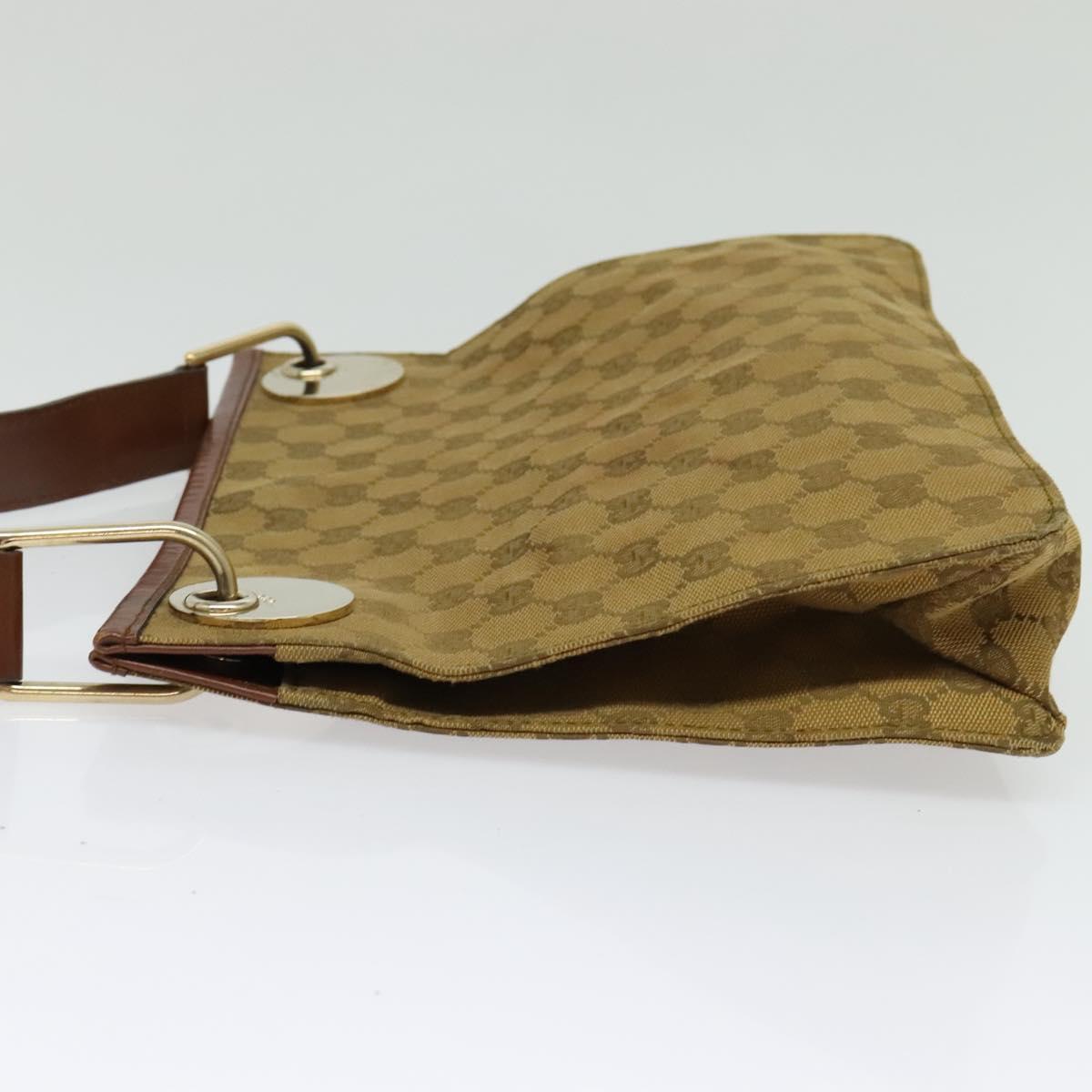 GUCCI GG Canvas Shoulder Bag Beige Gold Auth ep9963