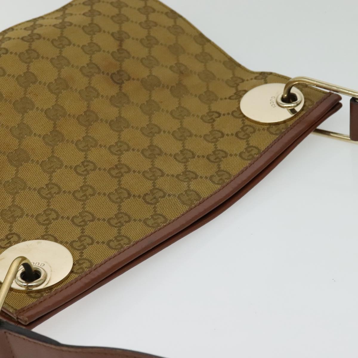 GUCCI GG Canvas Shoulder Bag Beige Gold Auth ep9963