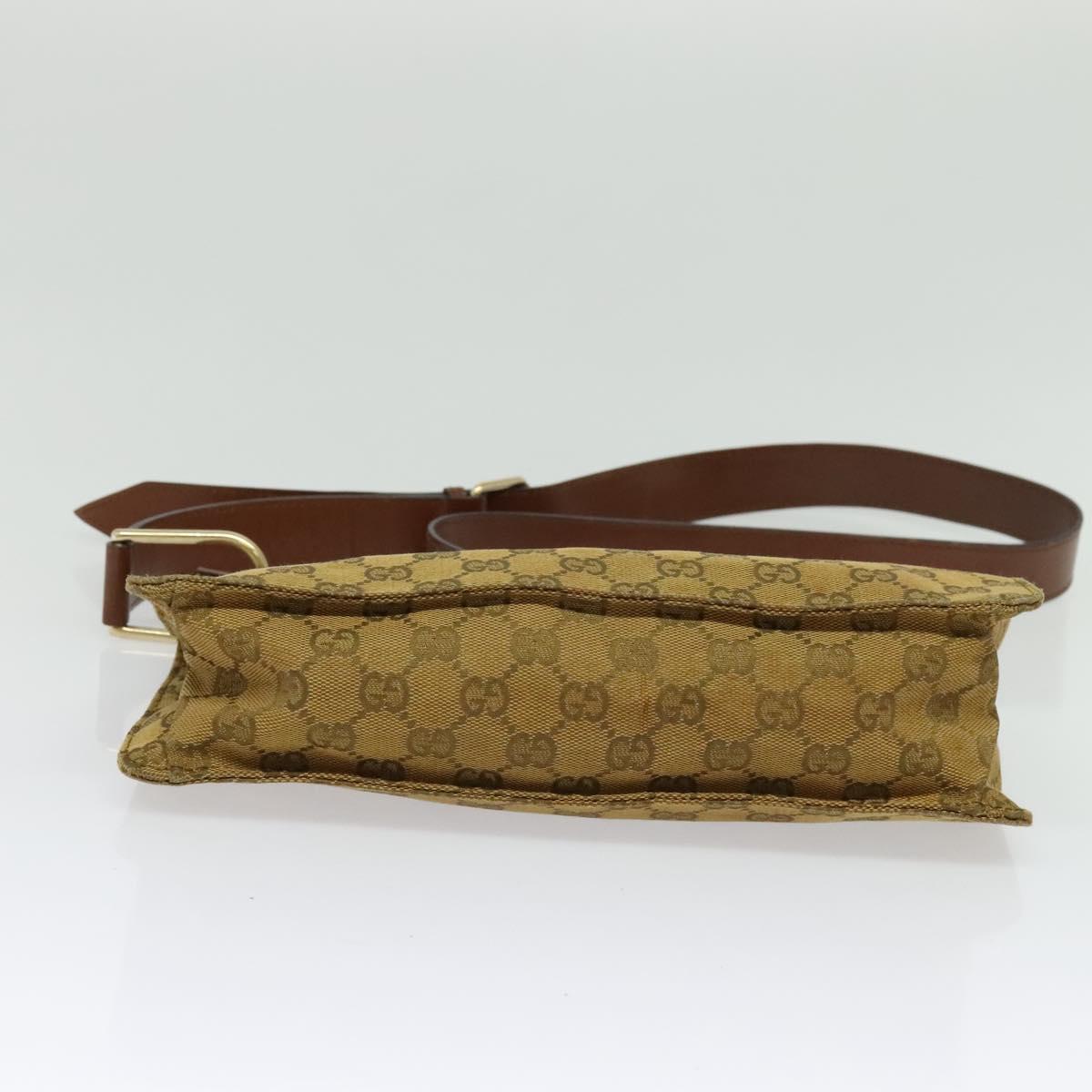 GUCCI GG Canvas Shoulder Bag Beige Gold Auth ep9963