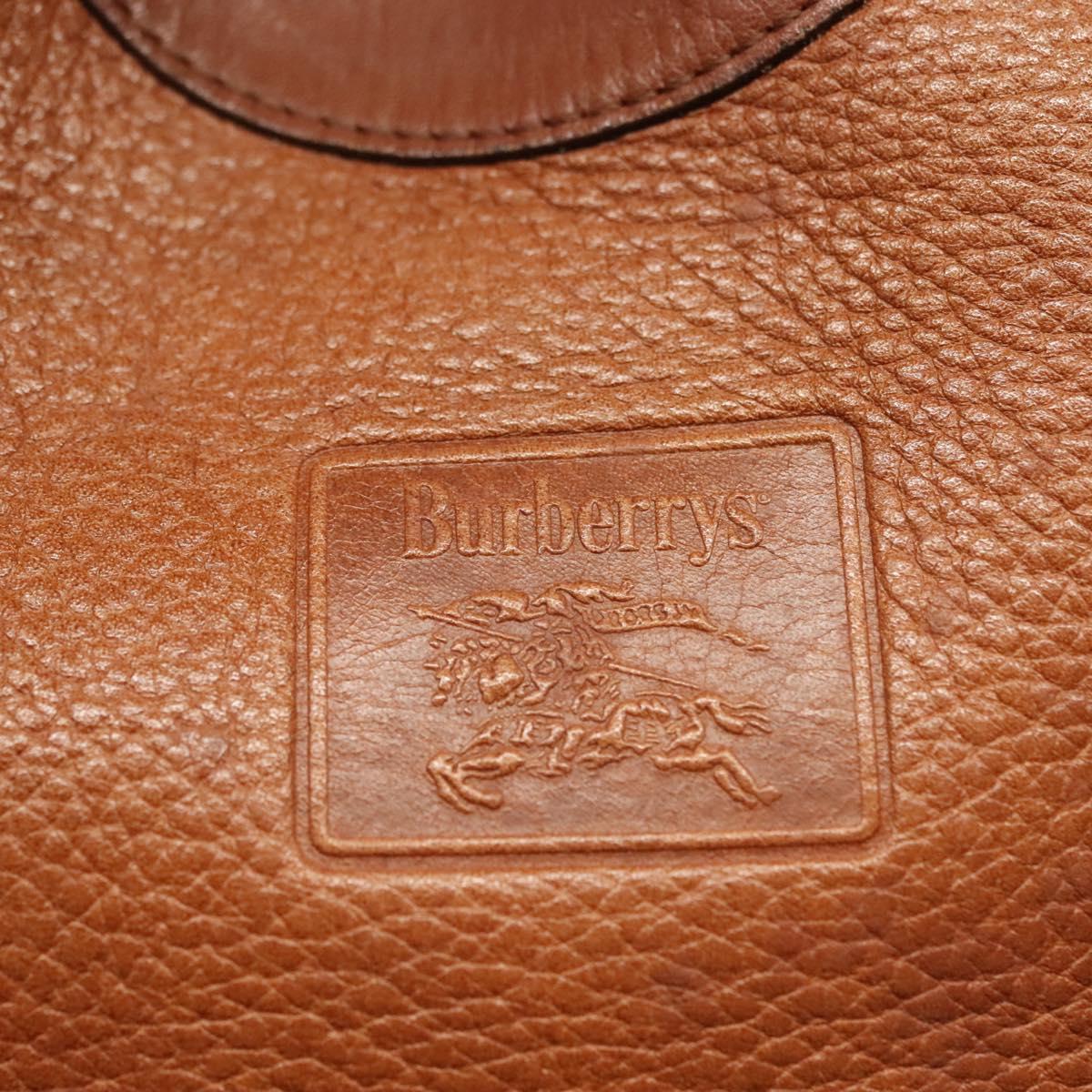 Burberrys Shoulder Bag Leather Brown Gold Auth ep9966