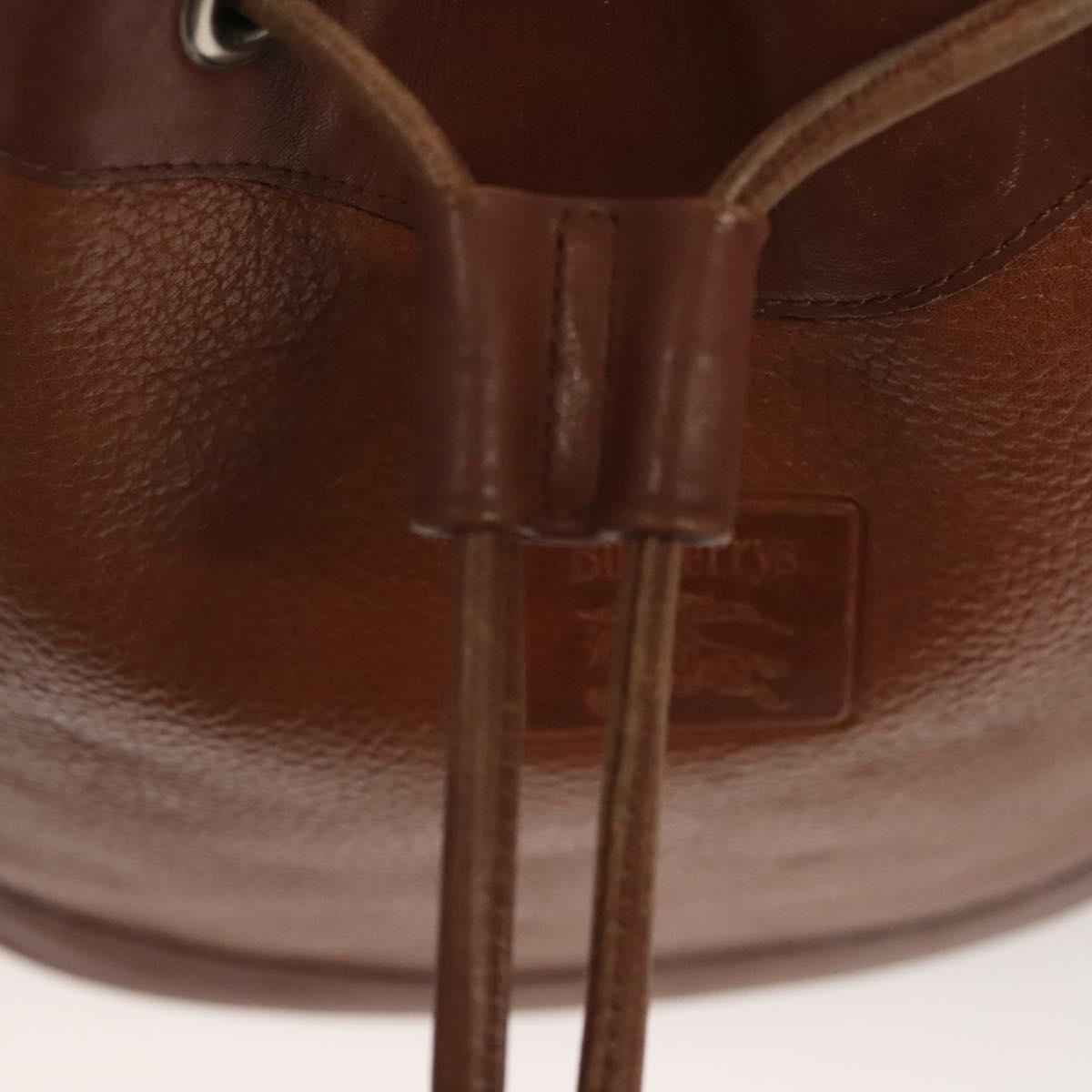 Burberrys Shoulder Bag Leather Brown Gold Auth ep9966