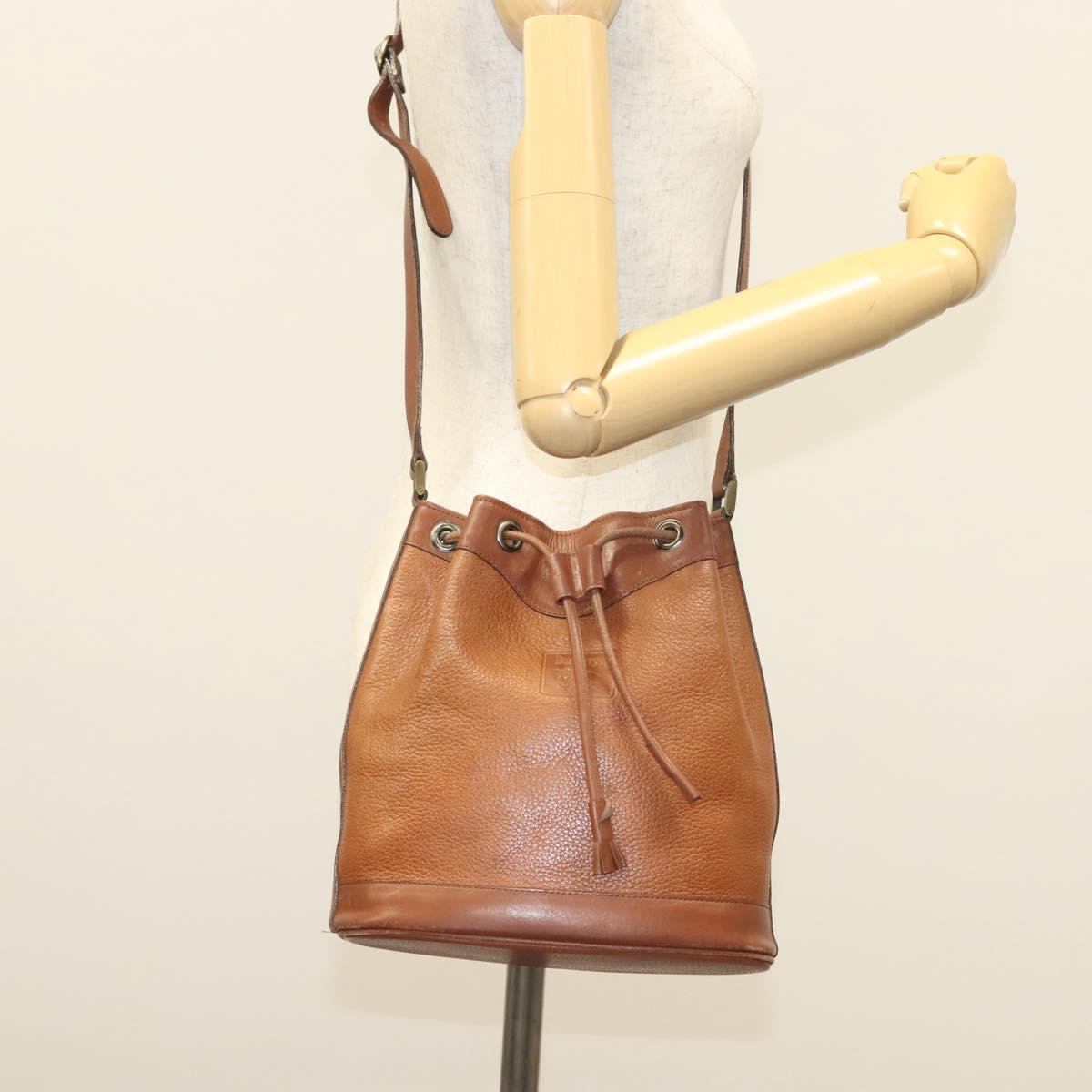 Burberrys Shoulder Bag Leather Brown Gold Auth ep9966