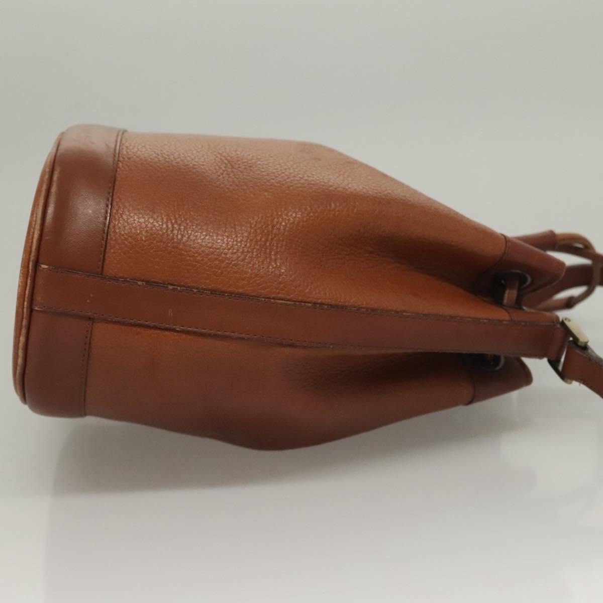 Burberrys Shoulder Bag Leather Brown Gold Auth ep9966