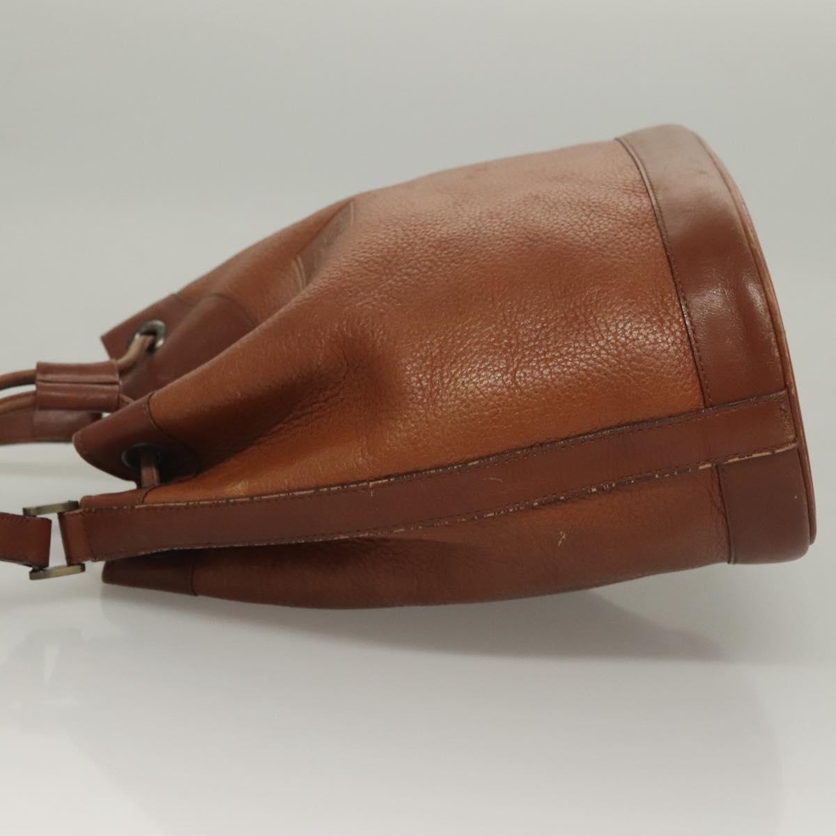 Burberrys Shoulder Bag Leather Brown Gold Auth ep9966