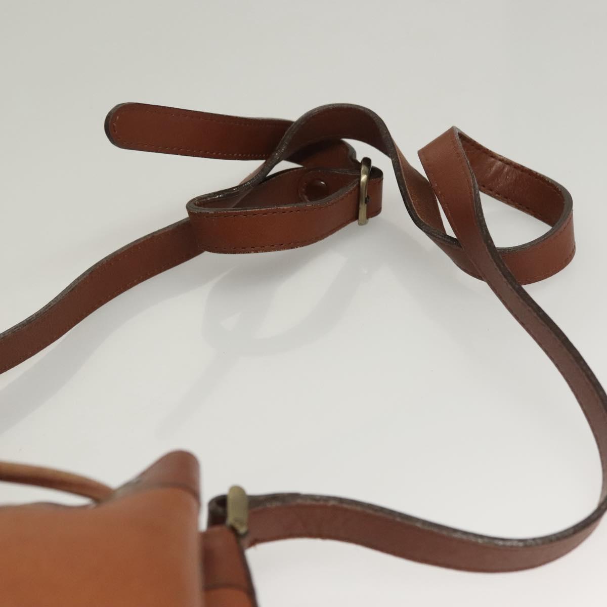 Burberrys Shoulder Bag Leather Brown Gold Auth ep9966