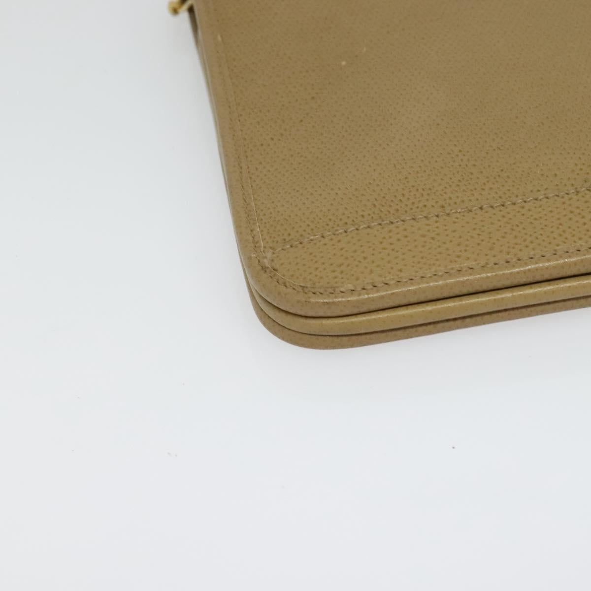 Christian Dior Chain Shoulder Bag Leather Beige Gold Auth ep9978