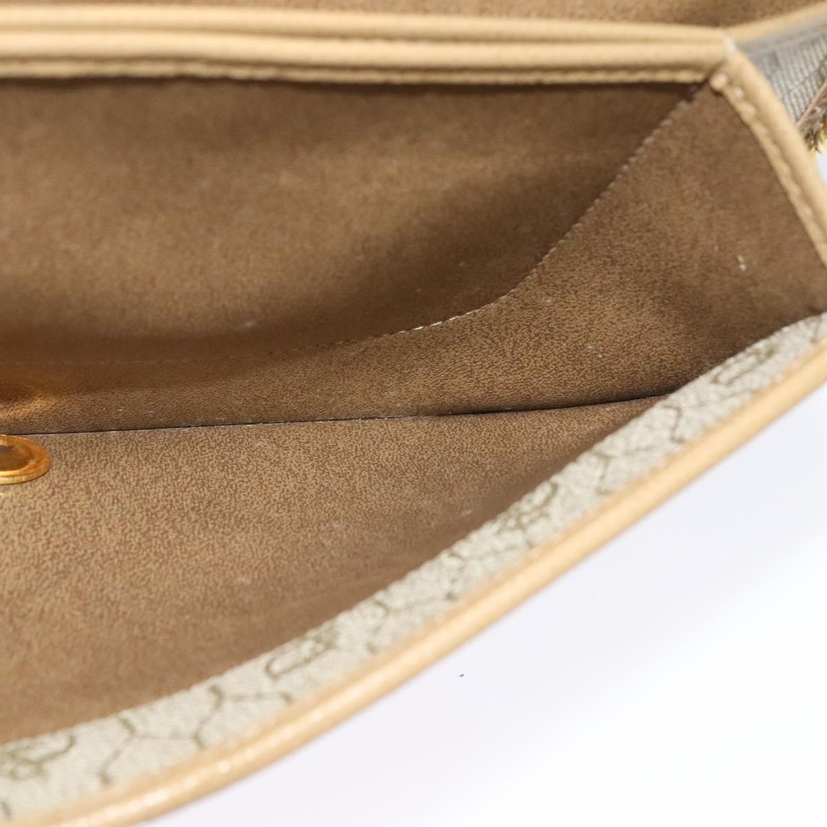 Christian Dior Chain Shoulder Bag Leather Beige Gold Auth ep9978