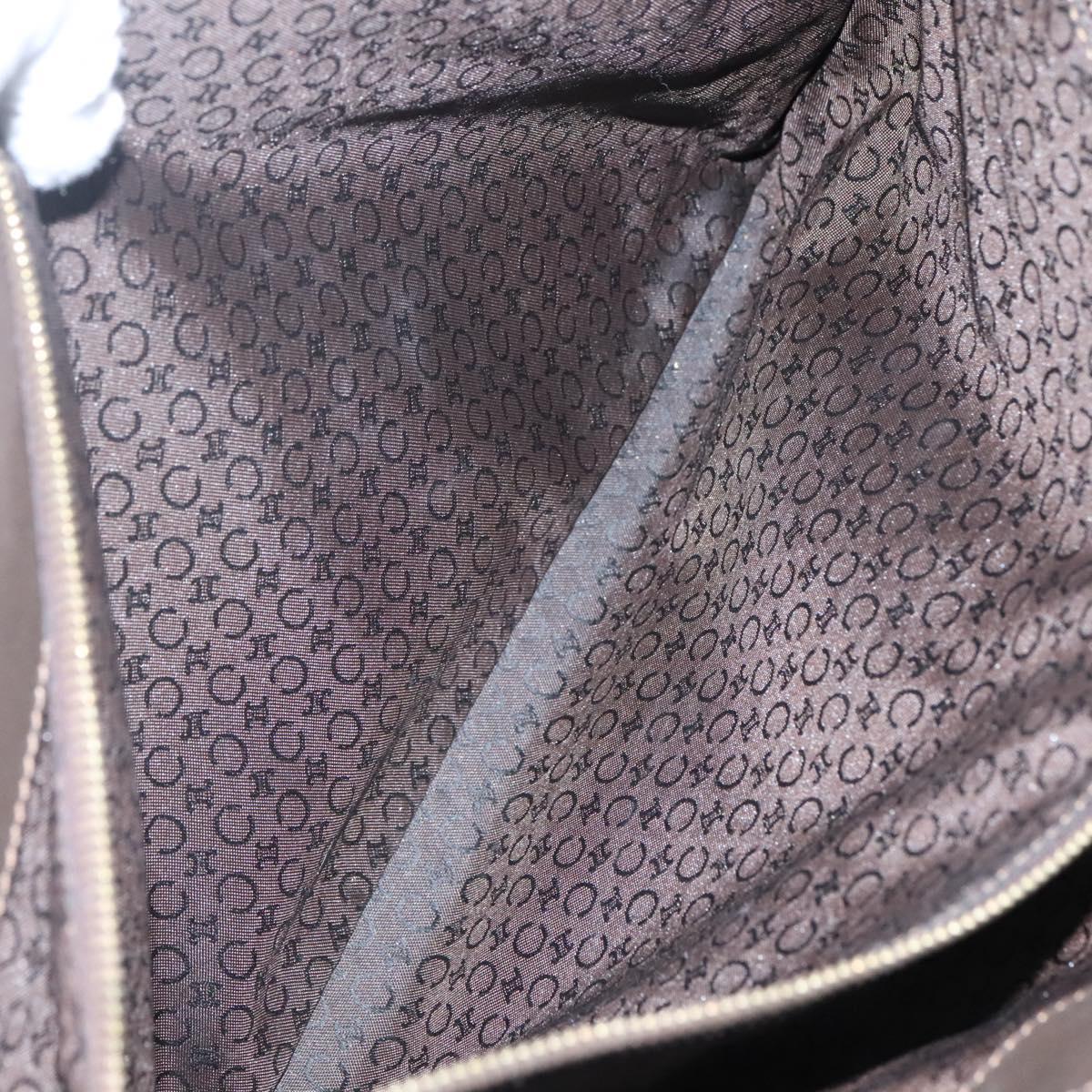 CELINE C Macadam Canvas Tote Bag Gold White Auth ep9987
