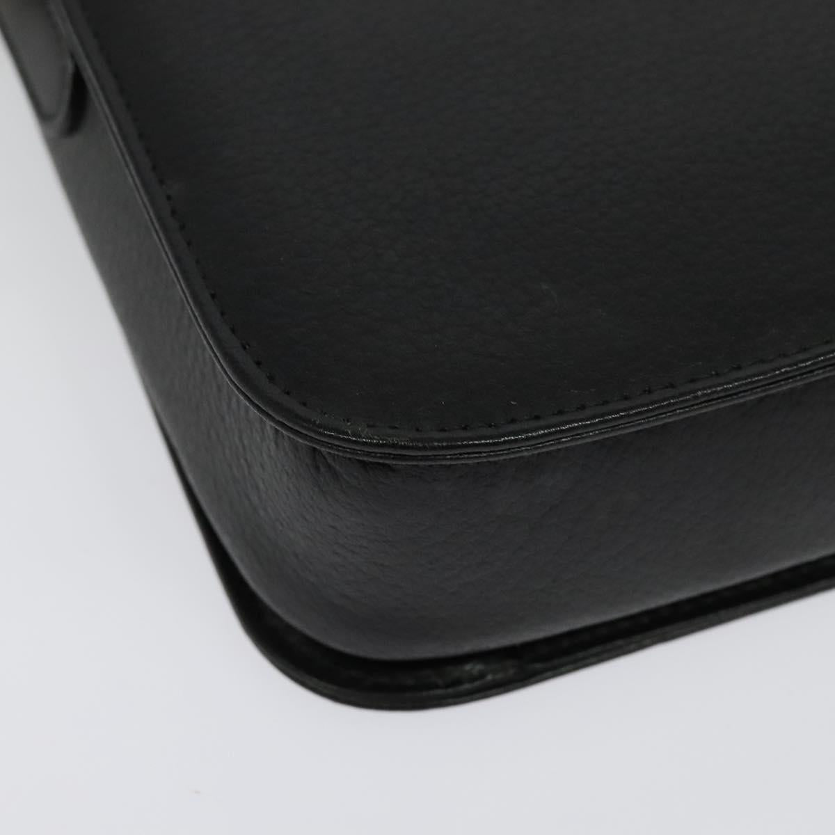 Burberrys Shoulder Bag Leather Black Gold Auth ep9991