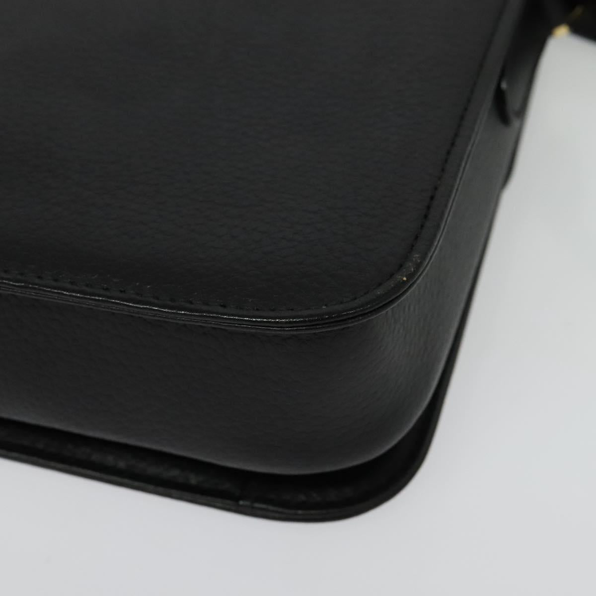 Burberrys Shoulder Bag Leather Black Gold Auth ep9991