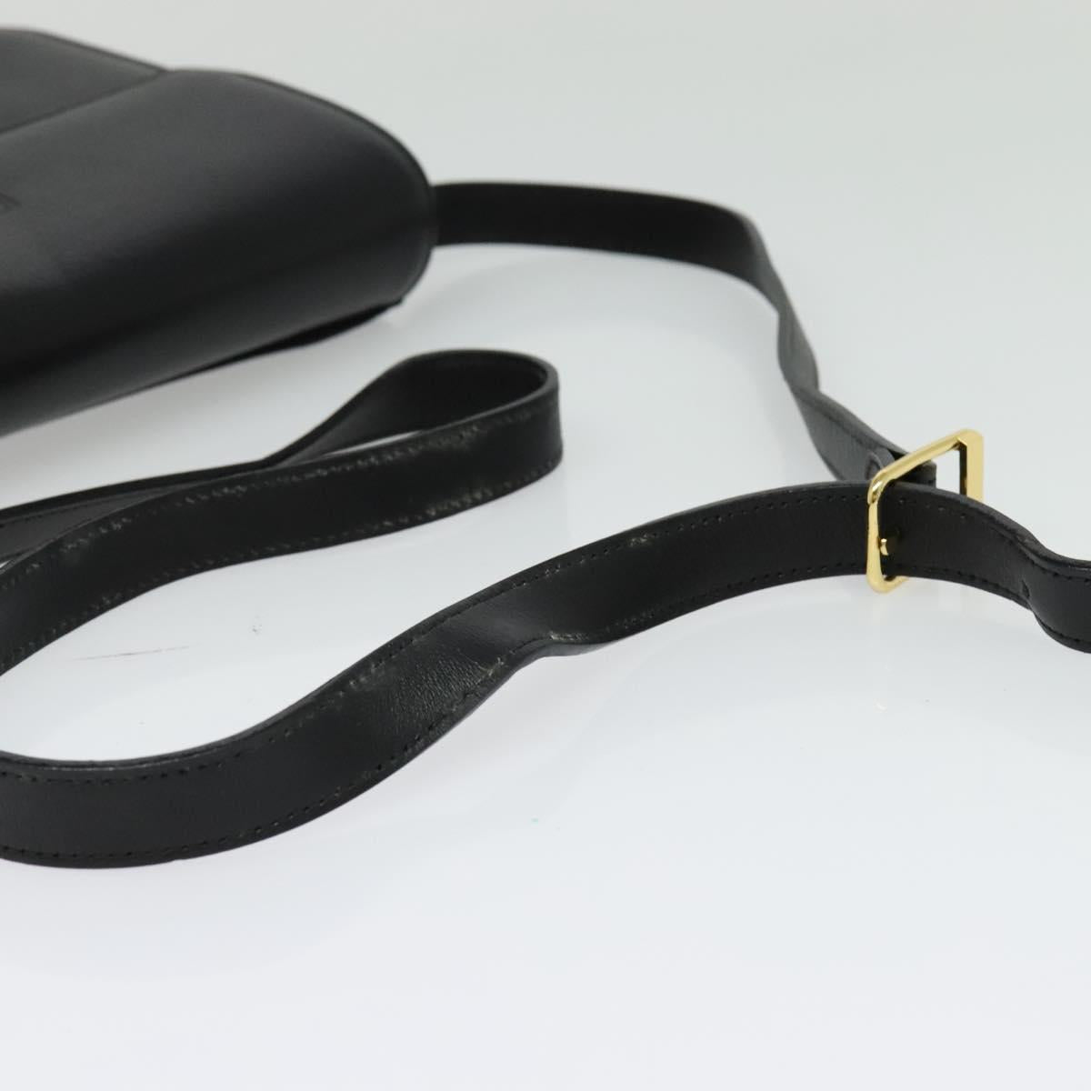 Burberrys Shoulder Bag Leather Black Gold Auth ep9991