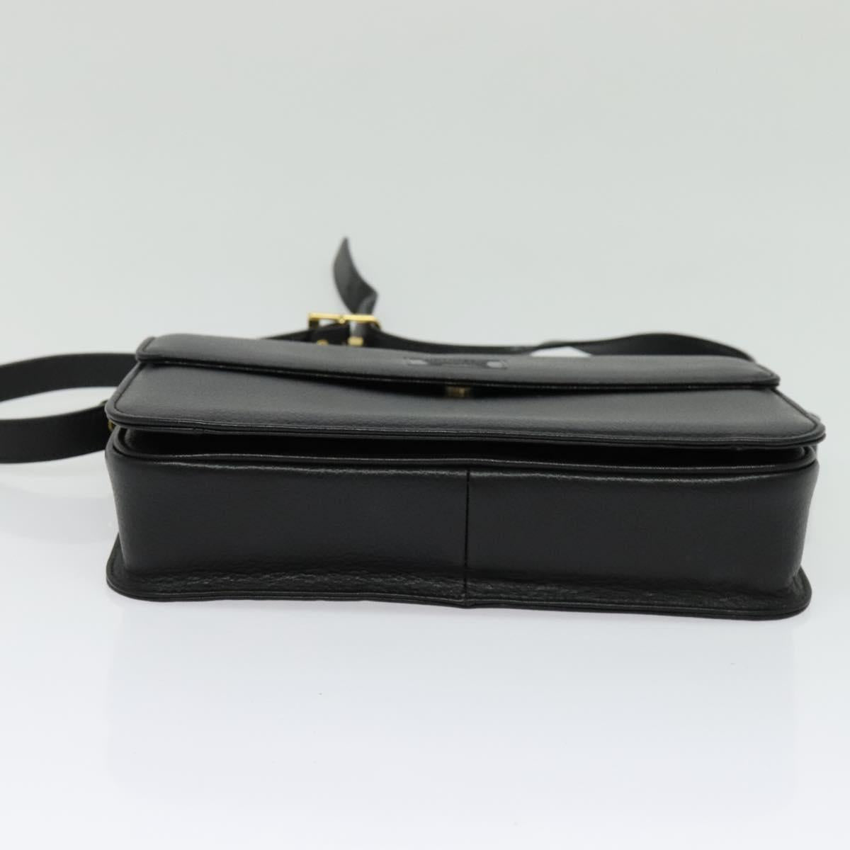Burberrys Shoulder Bag Leather Black Gold Auth ep9991