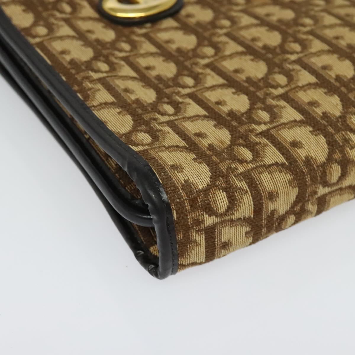 Christian Dior Trotter Canvas Hand Bag Brown Gold Auth ep9995