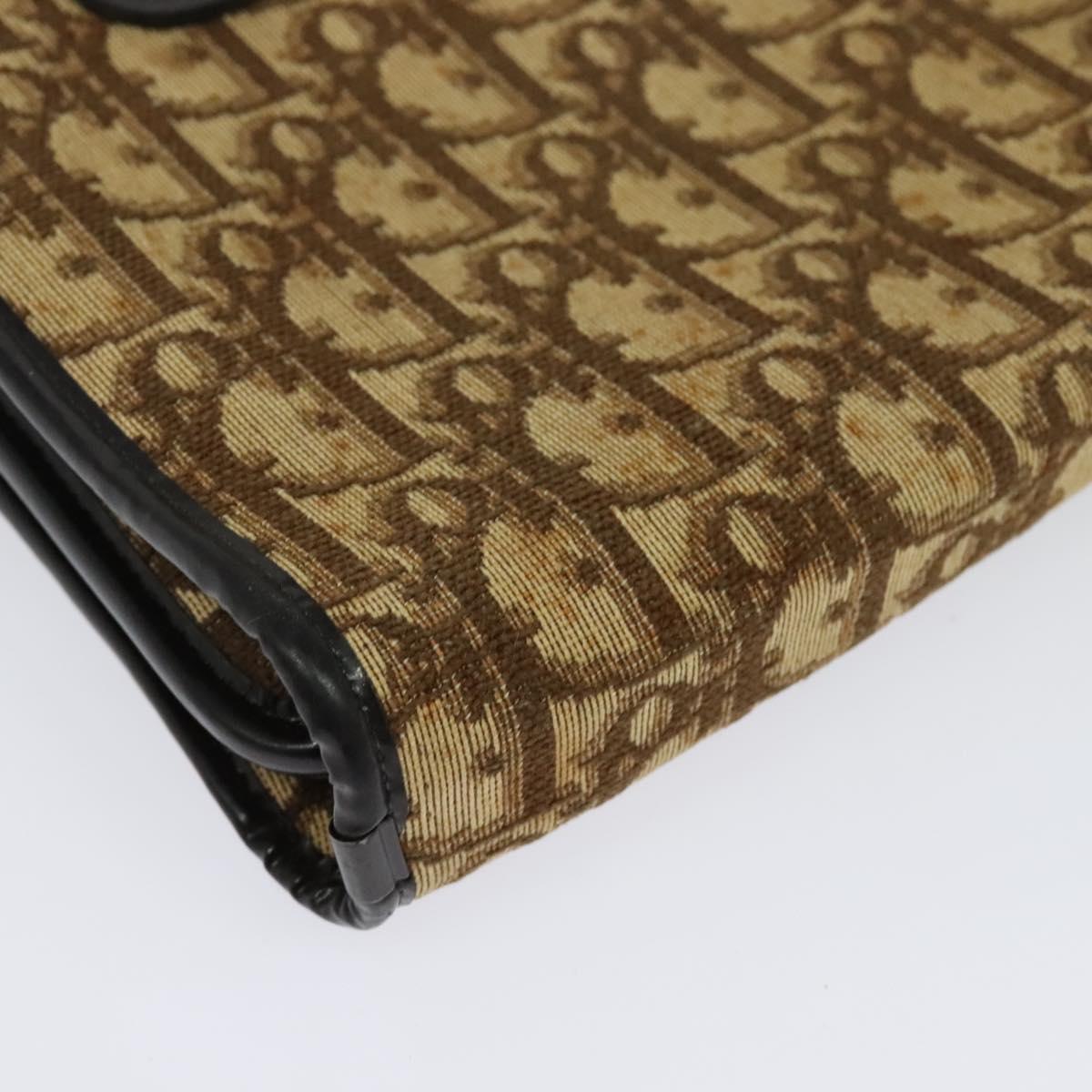 Christian Dior Trotter Canvas Hand Bag Brown Gold Auth ep9995