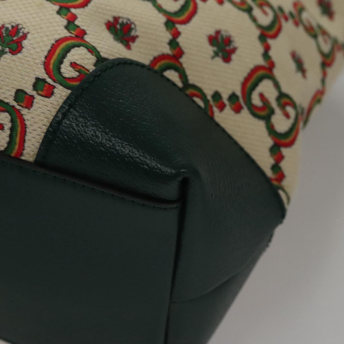 GUCCI Ofidia GUCCI 100th Anniversary Tote Bag Canvas Green 676681 Auth FF3899AV