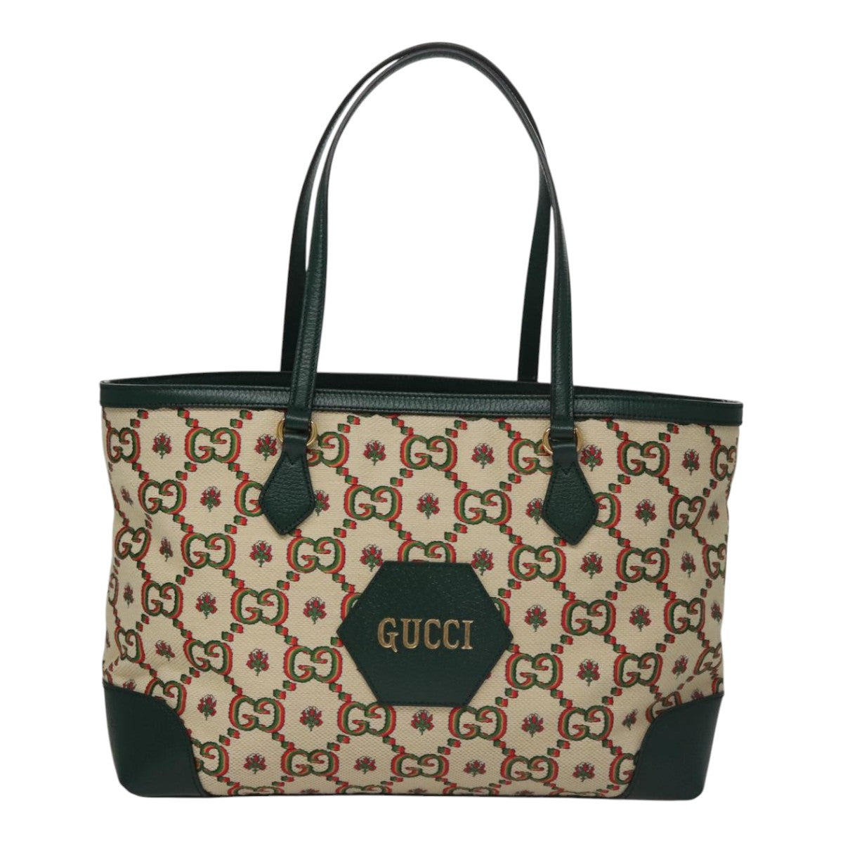 GUCCI Ofidia GUCCI 100th Anniversary Tote Bag Canvas Green 676681 Auth FF3899AV