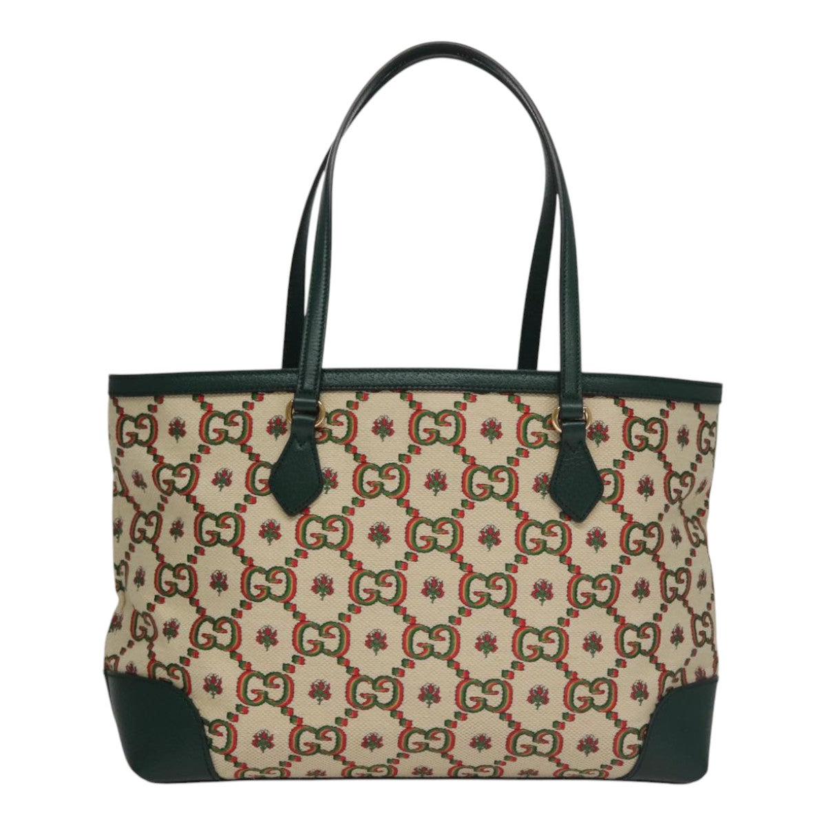 GUCCI Ofidia GUCCI 100th Anniversary Tote Bag Canvas Green 676681 Auth FF3899AV
