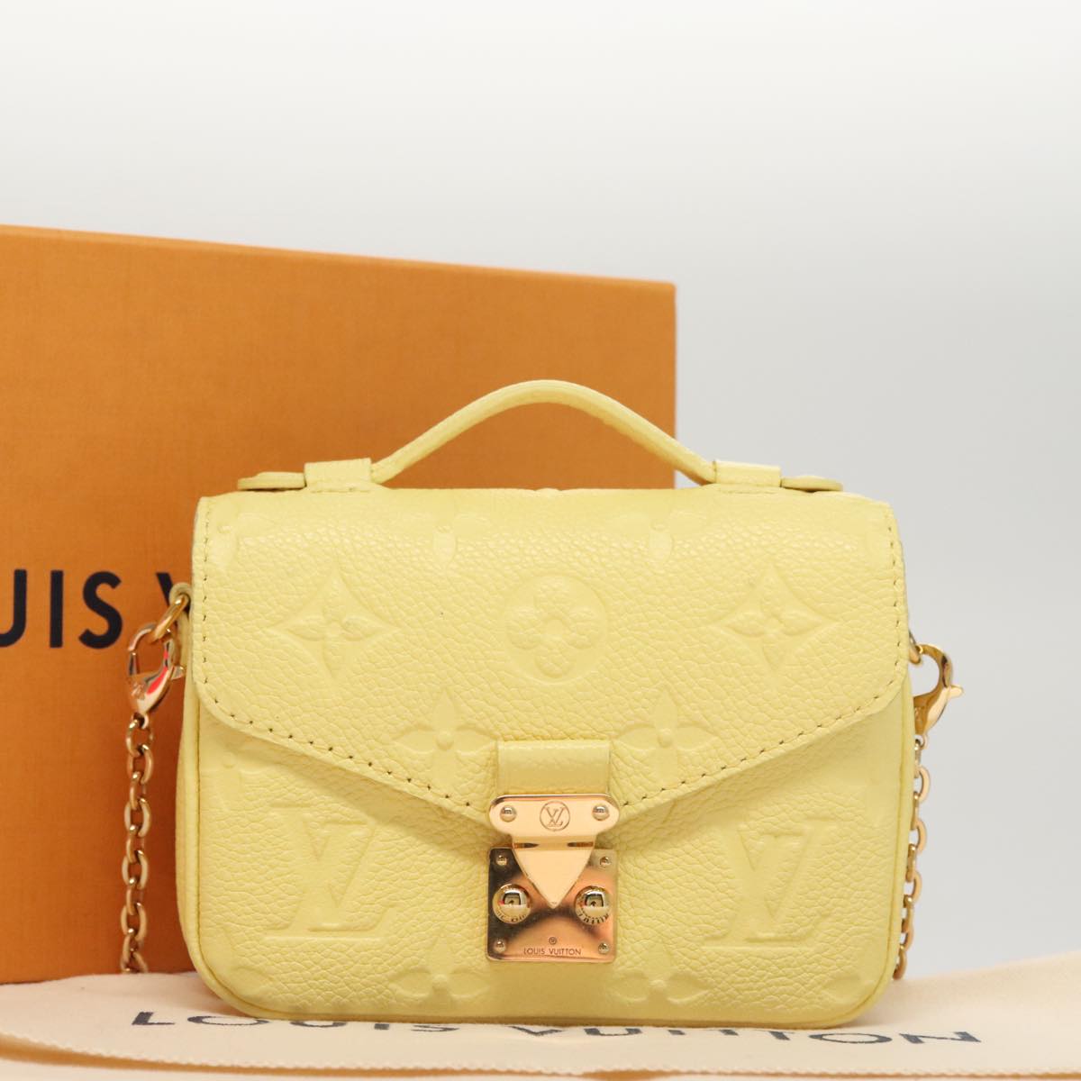 LOUIS VUITTON Monogram Empreinte Chain Micro Metis Bag Yellow LV Auth FF3954S