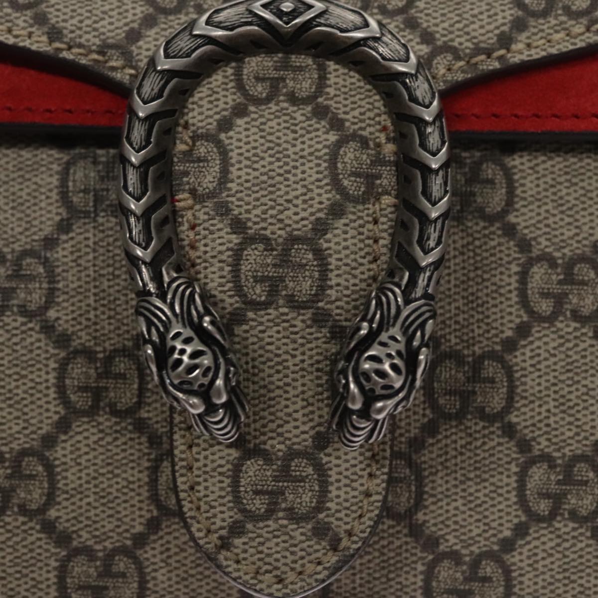 GUCCI GG Supreme Chain Shoulder Bag PVC Leather Beige 421970 Auth FF9914