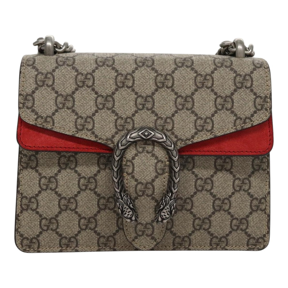 GUCCI GG Supreme Chain Shoulder Bag PVC Leather Beige 421970 Auth FF9914