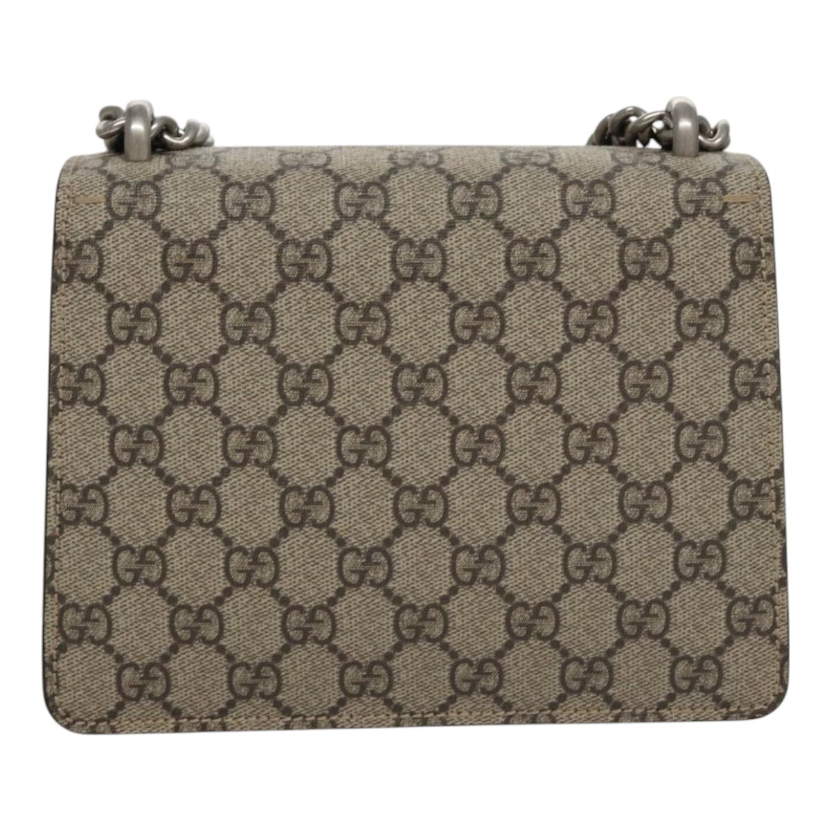 GUCCI GG Supreme Chain Shoulder Bag PVC Leather Beige 421970 Auth FF9914