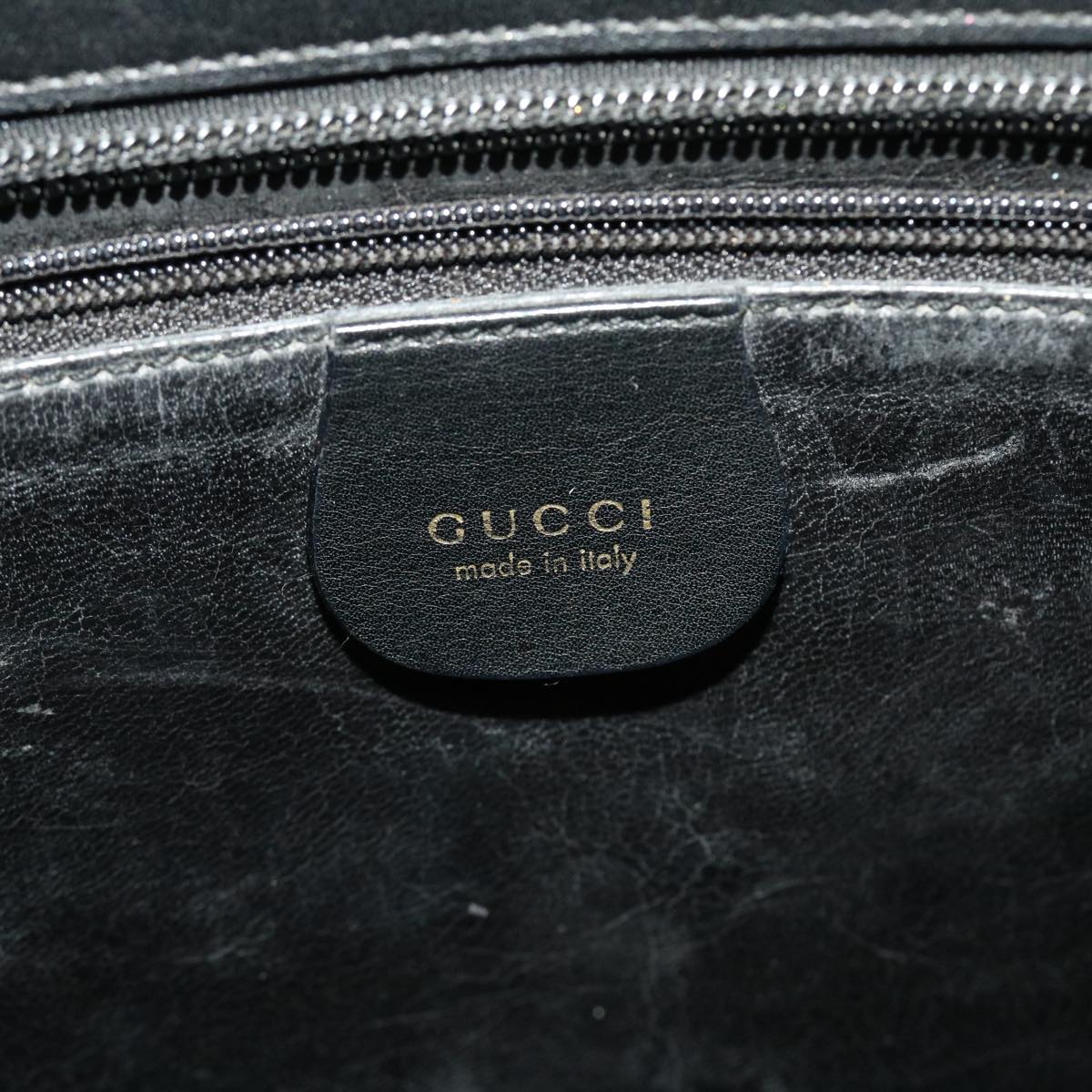 GUCCI Bamboo Hand Bag Leather 2way Black Auth fm2374