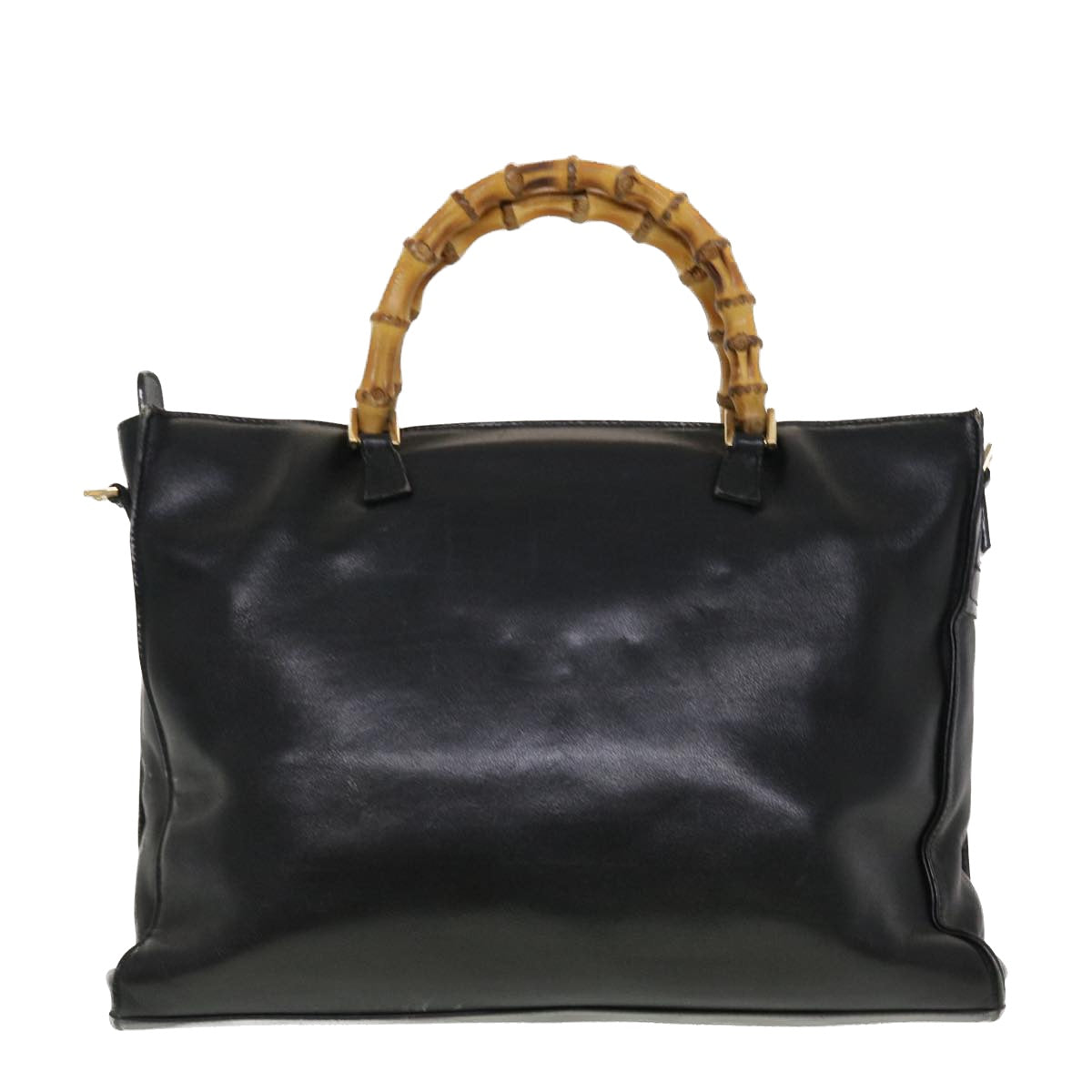 GUCCI Bamboo Hand Bag Leather 2way Black Auth fm2374