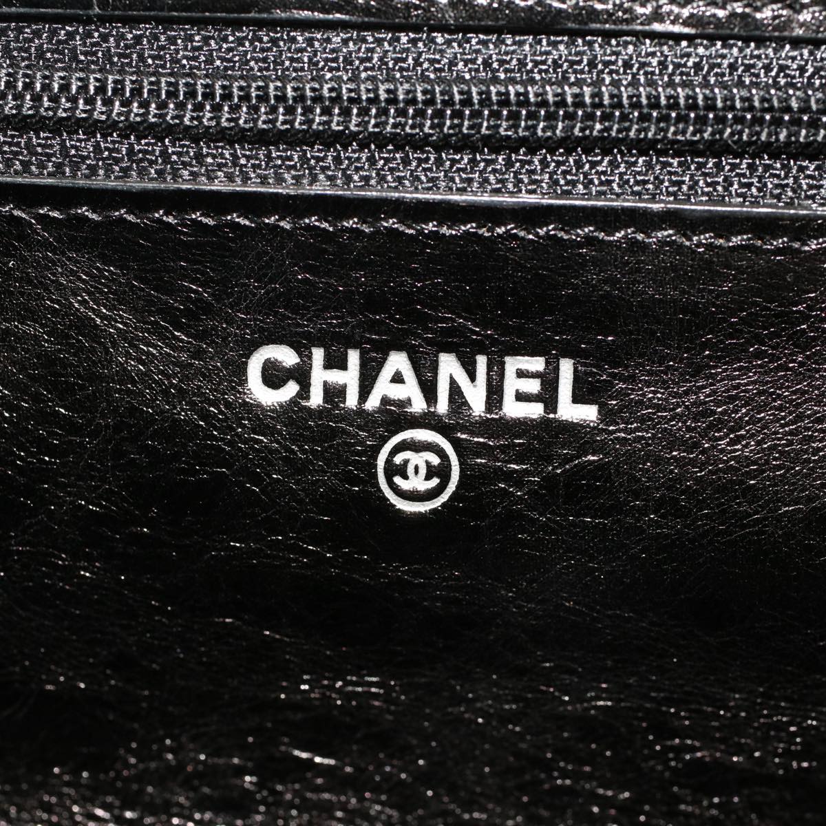 CHANEL Matelasse Chain Wallet Coated Canvas Black CC Auth fm2537