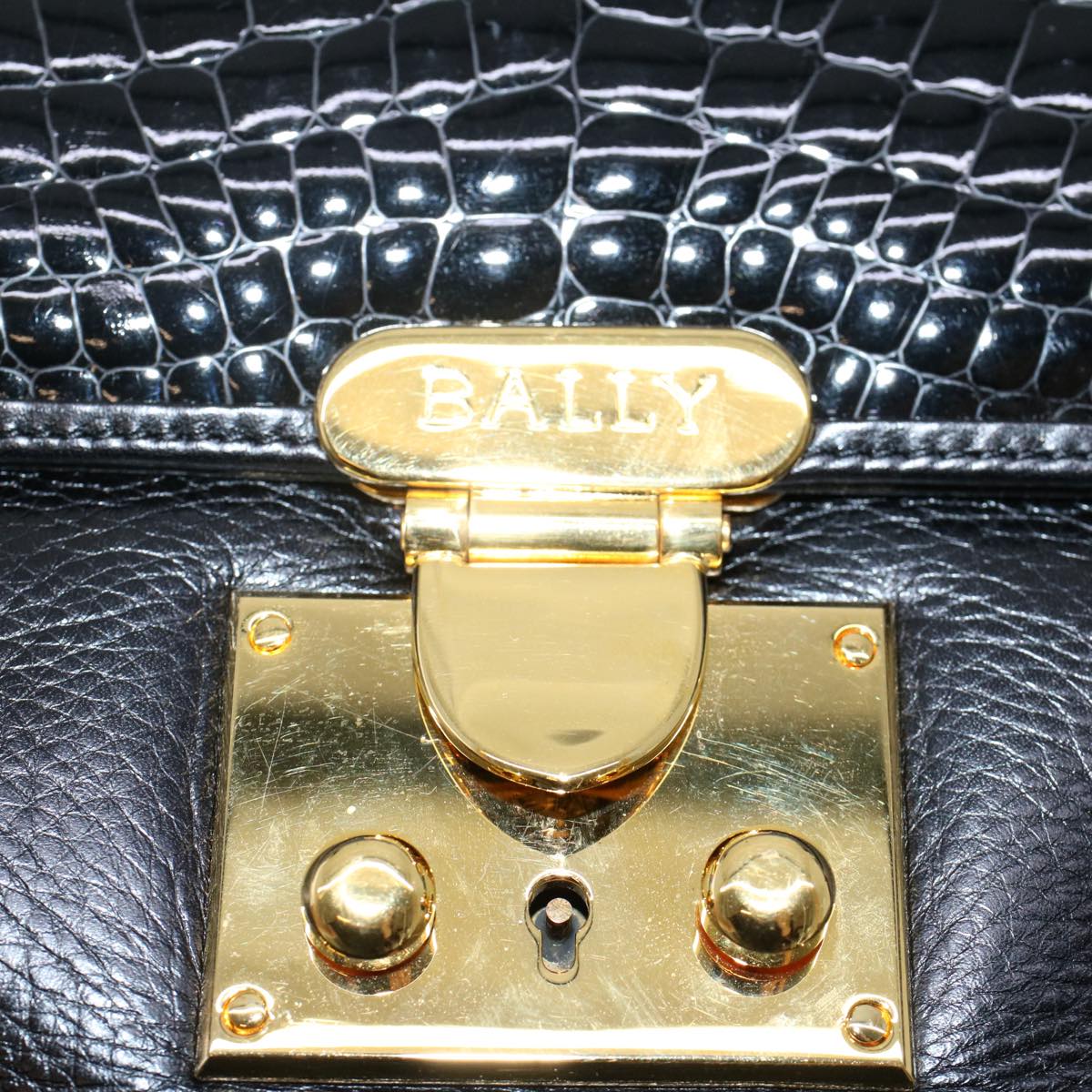 BALLY Shoulder Bag Patent leather Black Auth fm2583