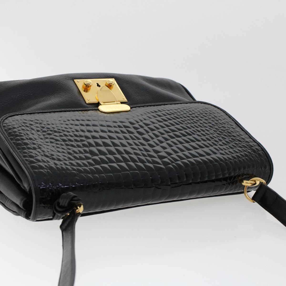 BALLY Shoulder Bag Patent leather Black Auth fm2583