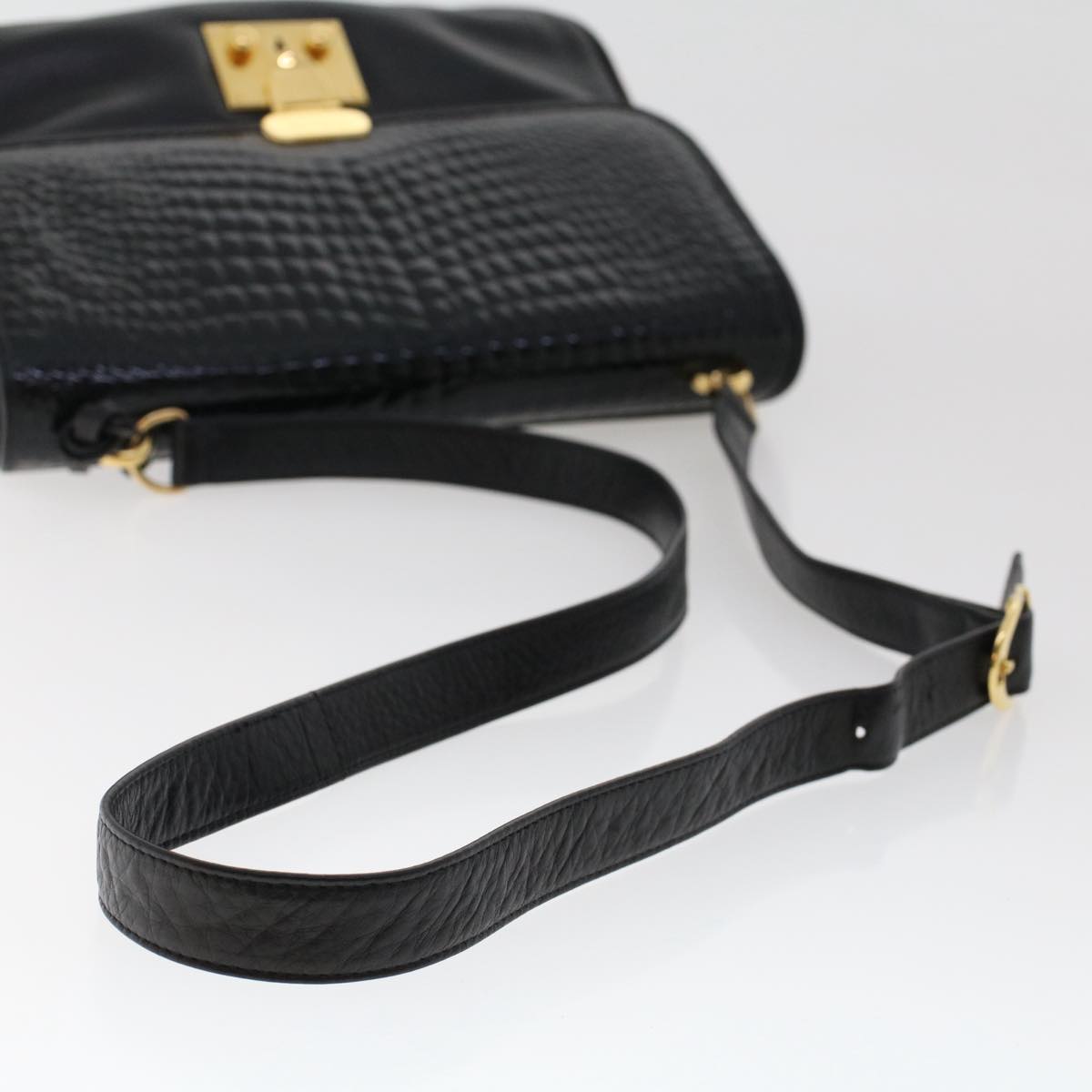 BALLY Shoulder Bag Patent leather Black Auth fm2583