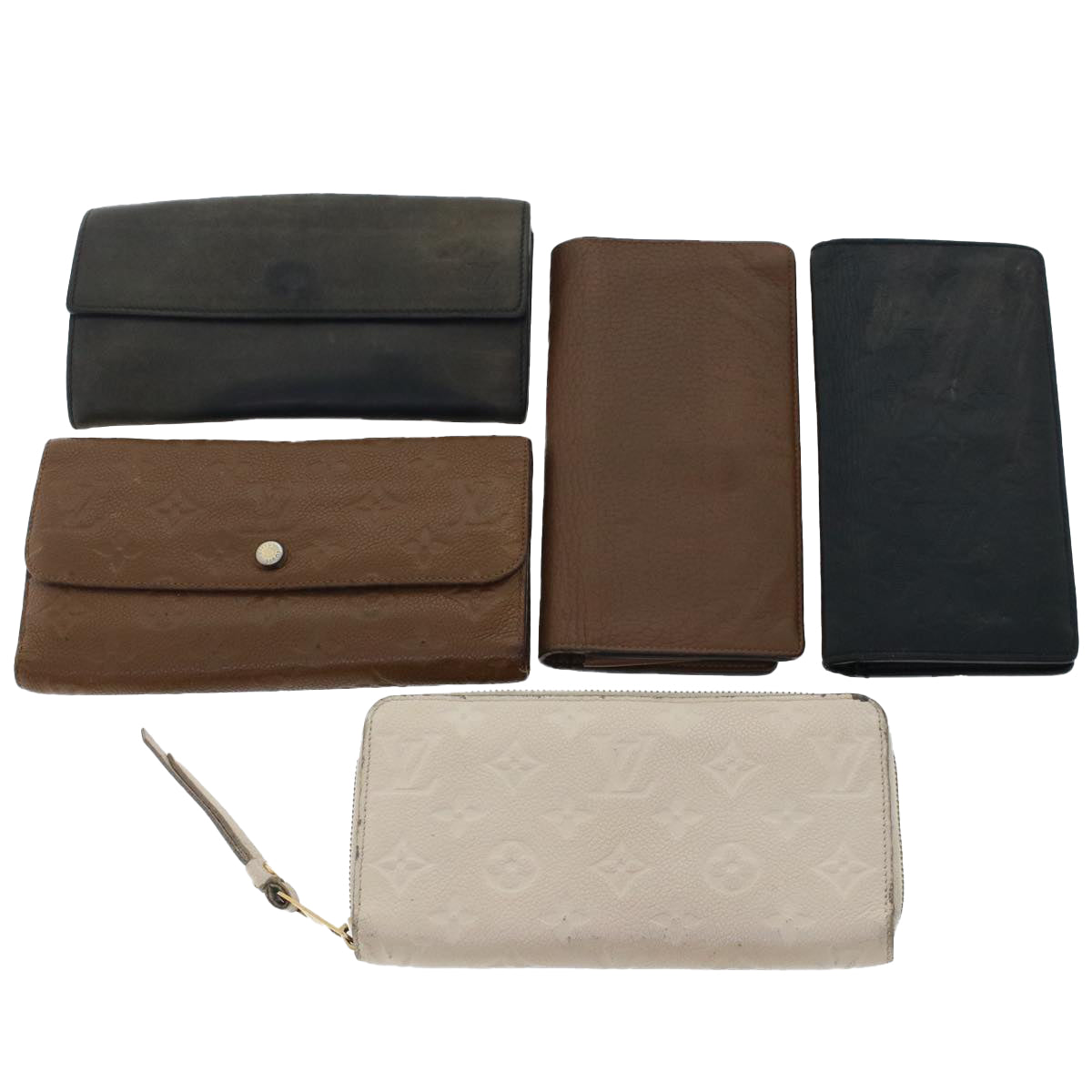 LOUIS VUITTON Monogram Empreinte Long Wallet 5Set White Brown Black Auth fm2618