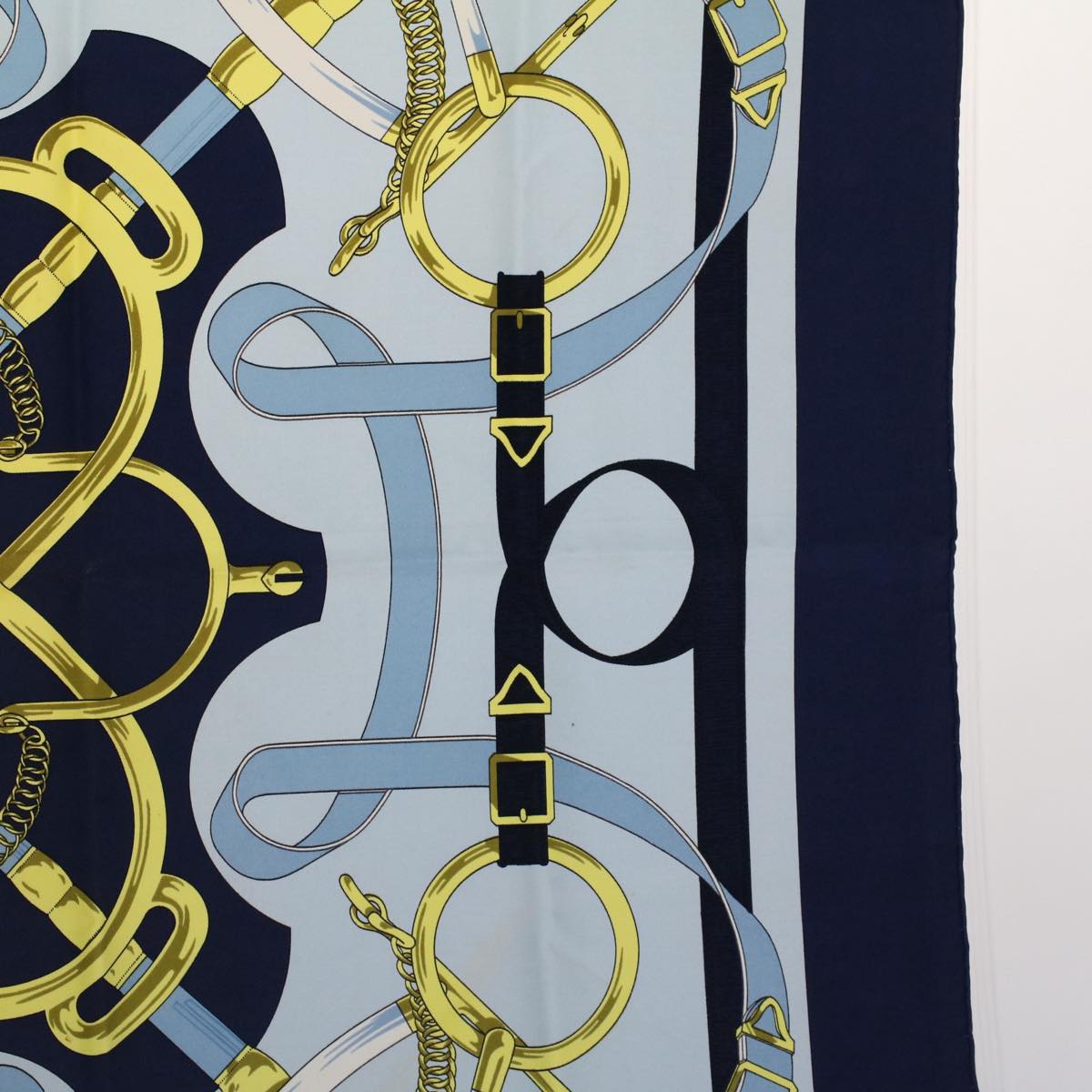 HERMES Carre 90 Eperon d'or Tellier Scarf Silk Blue Auth fm2641