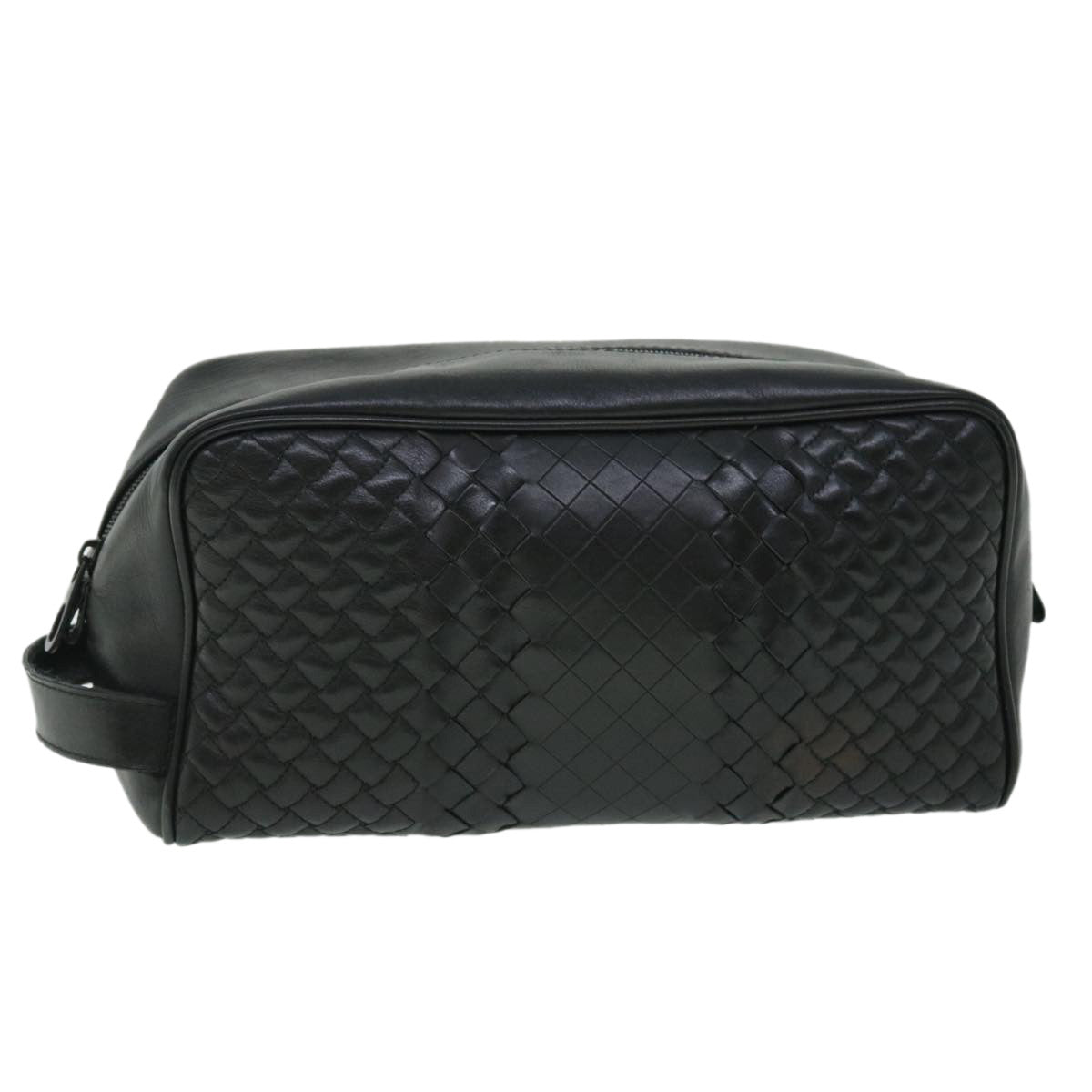 BOTTEGA VENETA INTRECCIATO Clutch Bag Leather Black Auth fm2718