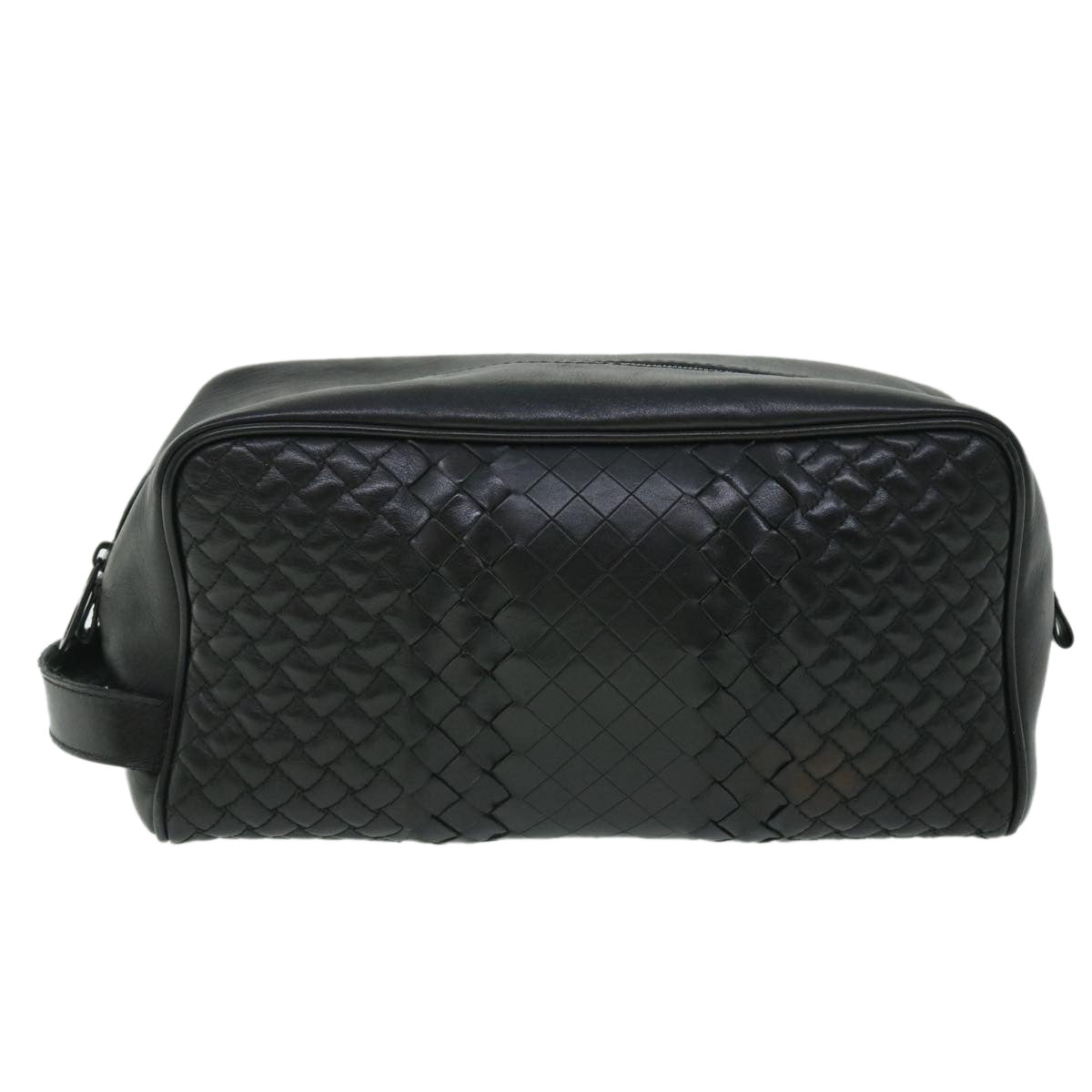 BOTTEGA VENETA INTRECCIATO Clutch Bag Leather Black Auth fm2718