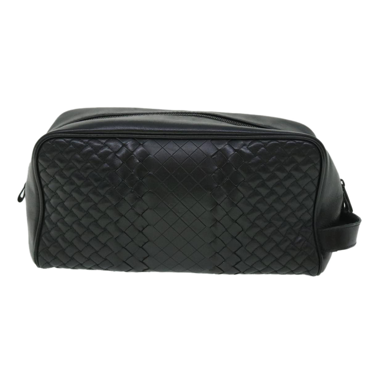 BOTTEGA VENETA INTRECCIATO Clutch Bag Leather Black Auth fm2718