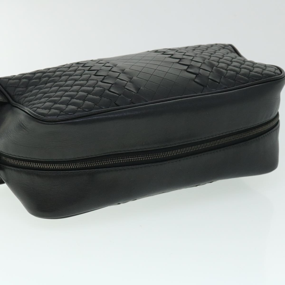 BOTTEGA VENETA INTRECCIATO Clutch Bag Leather Black Auth fm2718