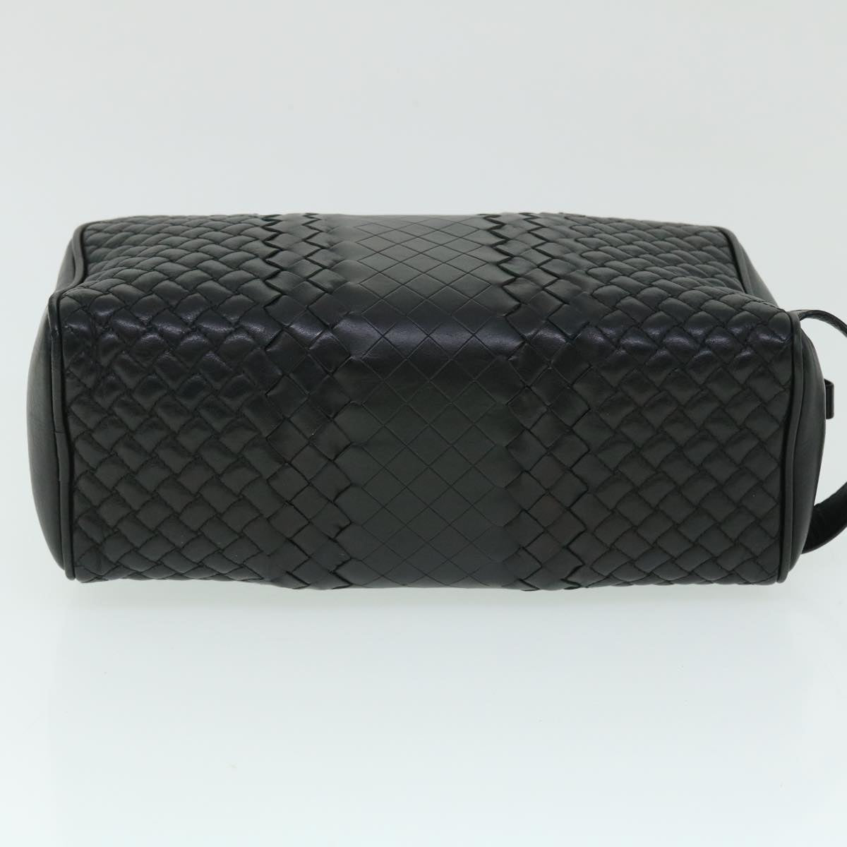 BOTTEGA VENETA INTRECCIATO Clutch Bag Leather Black Auth fm2718