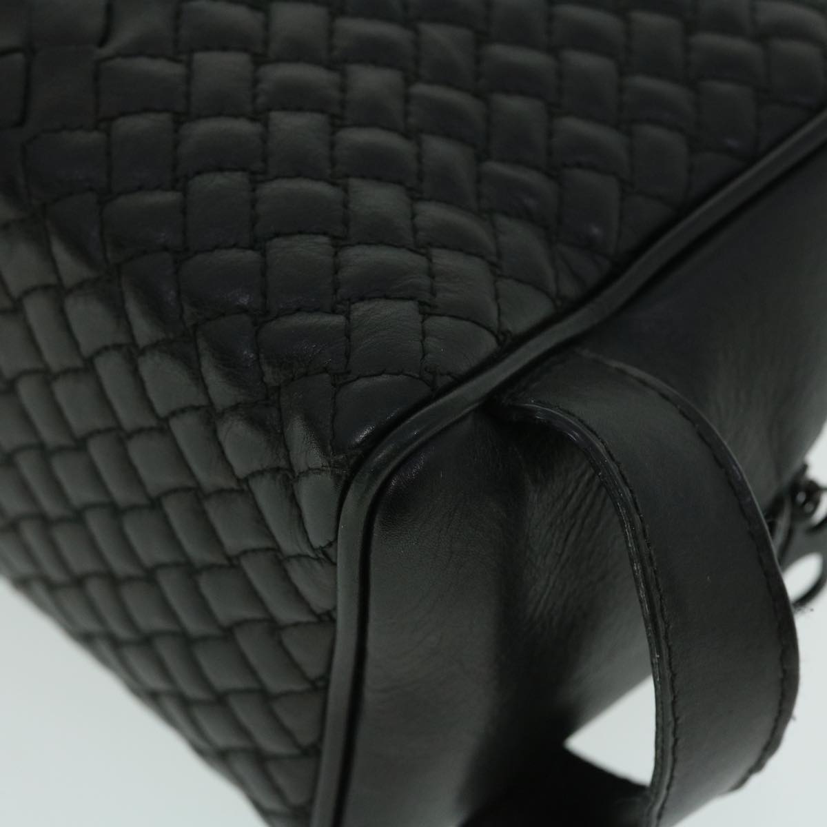 BOTTEGA VENETA INTRECCIATO Clutch Bag Leather Black Auth fm2718