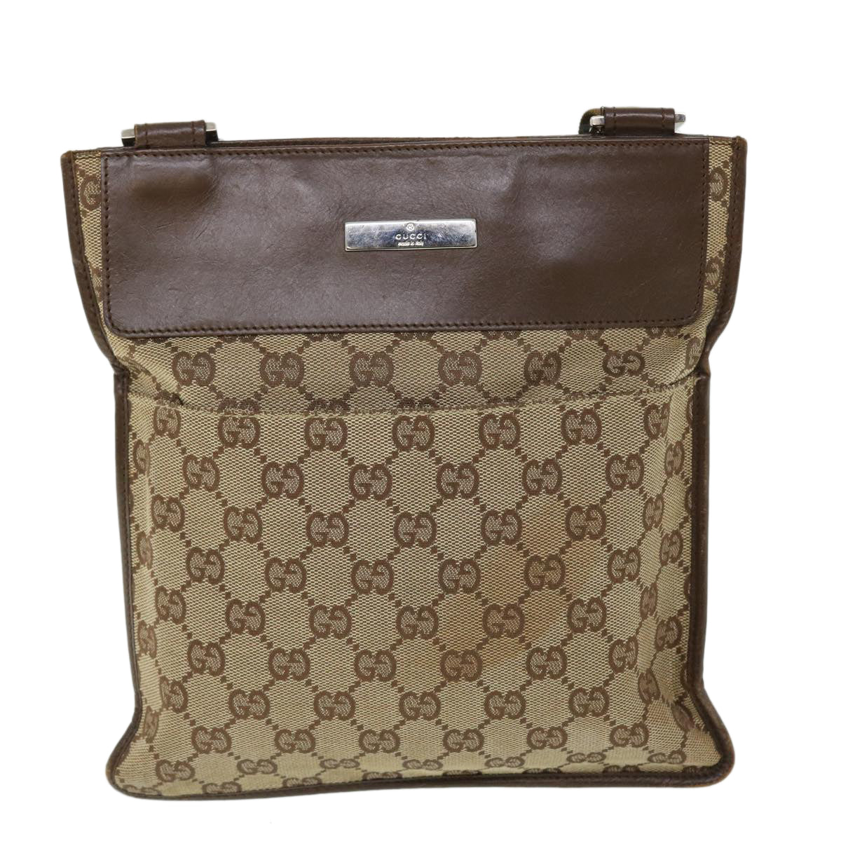 GUCCI GG Canvas Shoulder Bag Beige Brown 27639 Auth fm2740