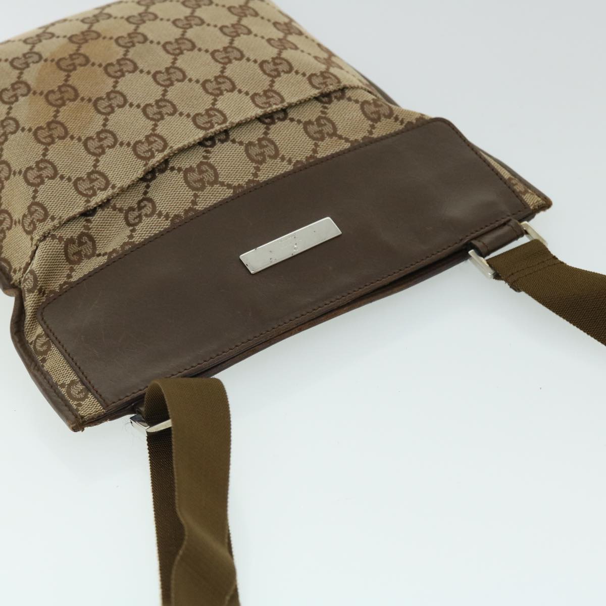 GUCCI GG Canvas Shoulder Bag Beige Brown 27639 Auth fm2740