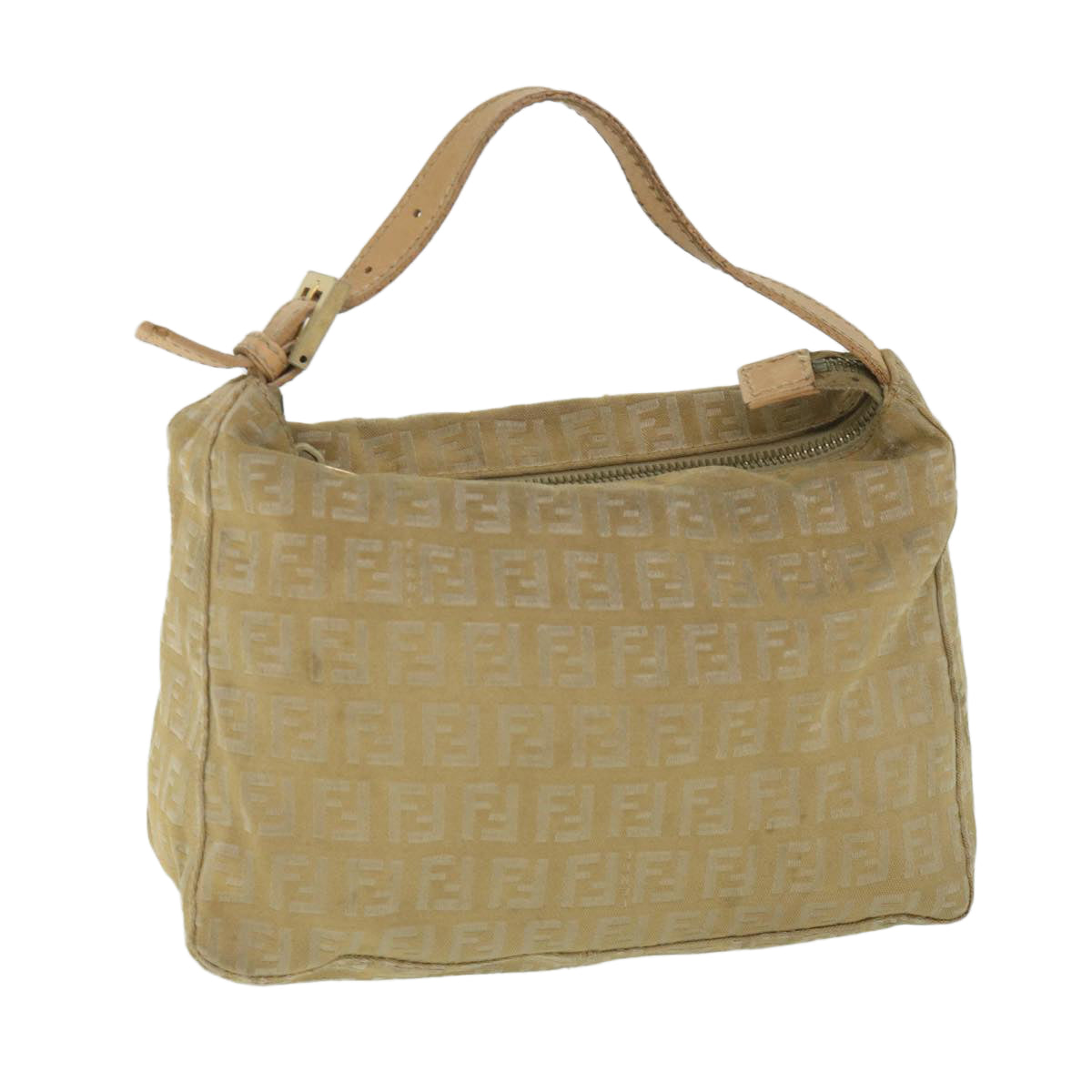 FENDI Zucchino Canvas Pouch Beige Auth fm2756