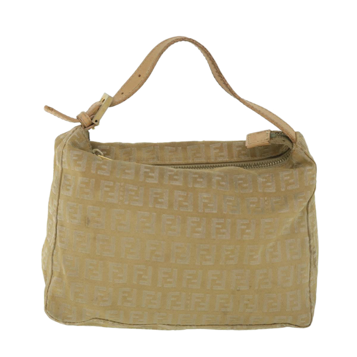 FENDI Zucchino Canvas Pouch Beige Auth fm2756