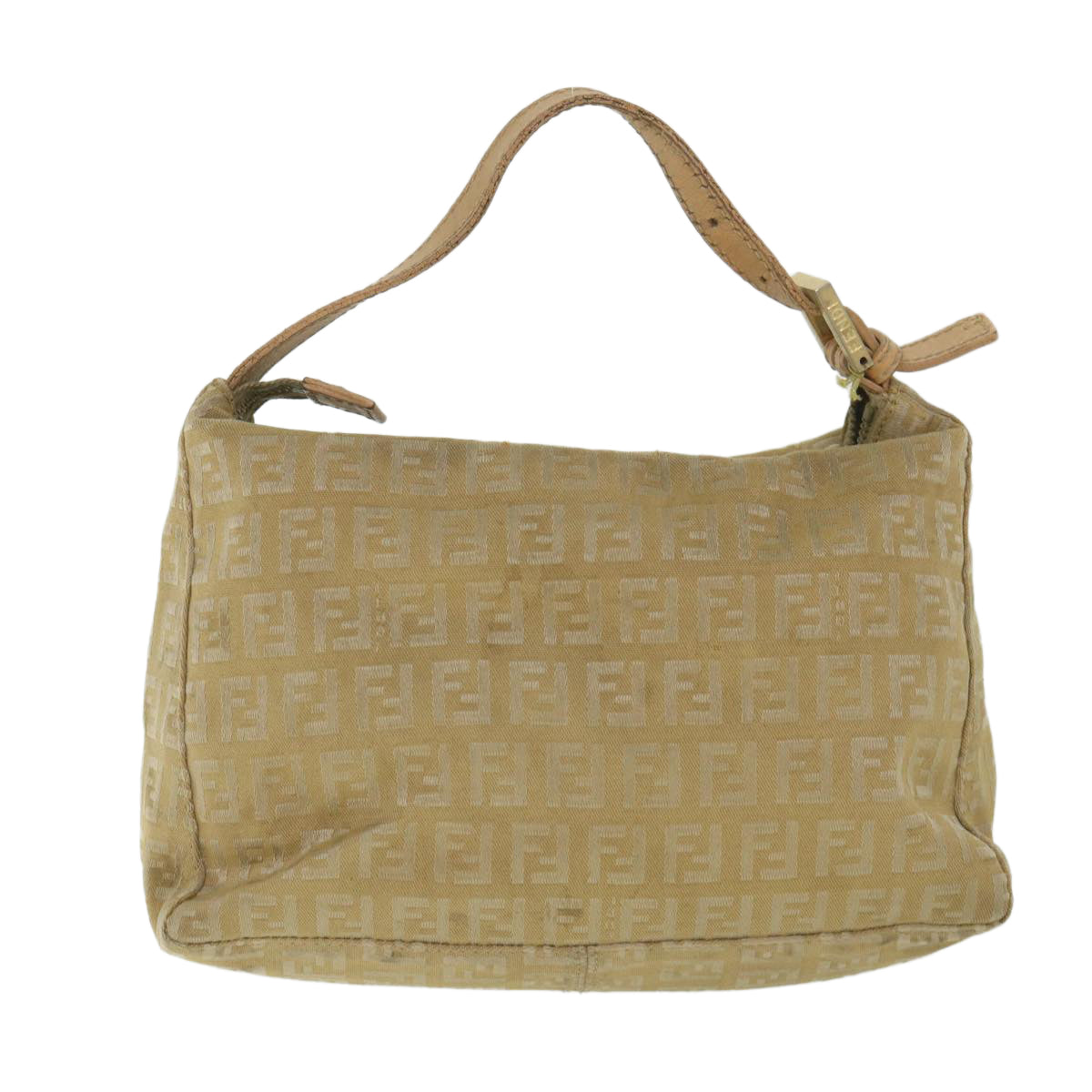 FENDI Zucchino Canvas Pouch Beige Auth fm2756