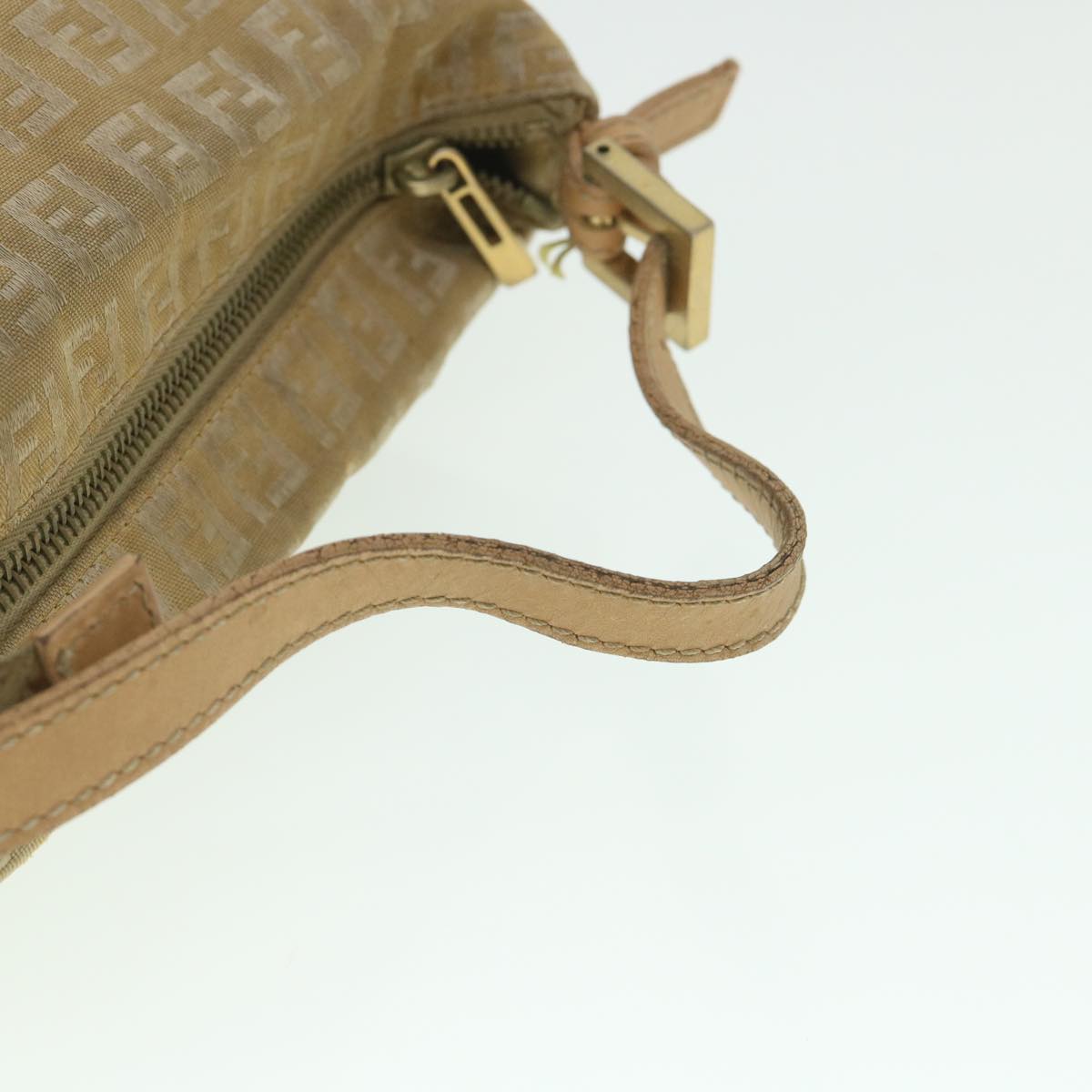 FENDI Zucchino Canvas Pouch Beige Auth fm2756